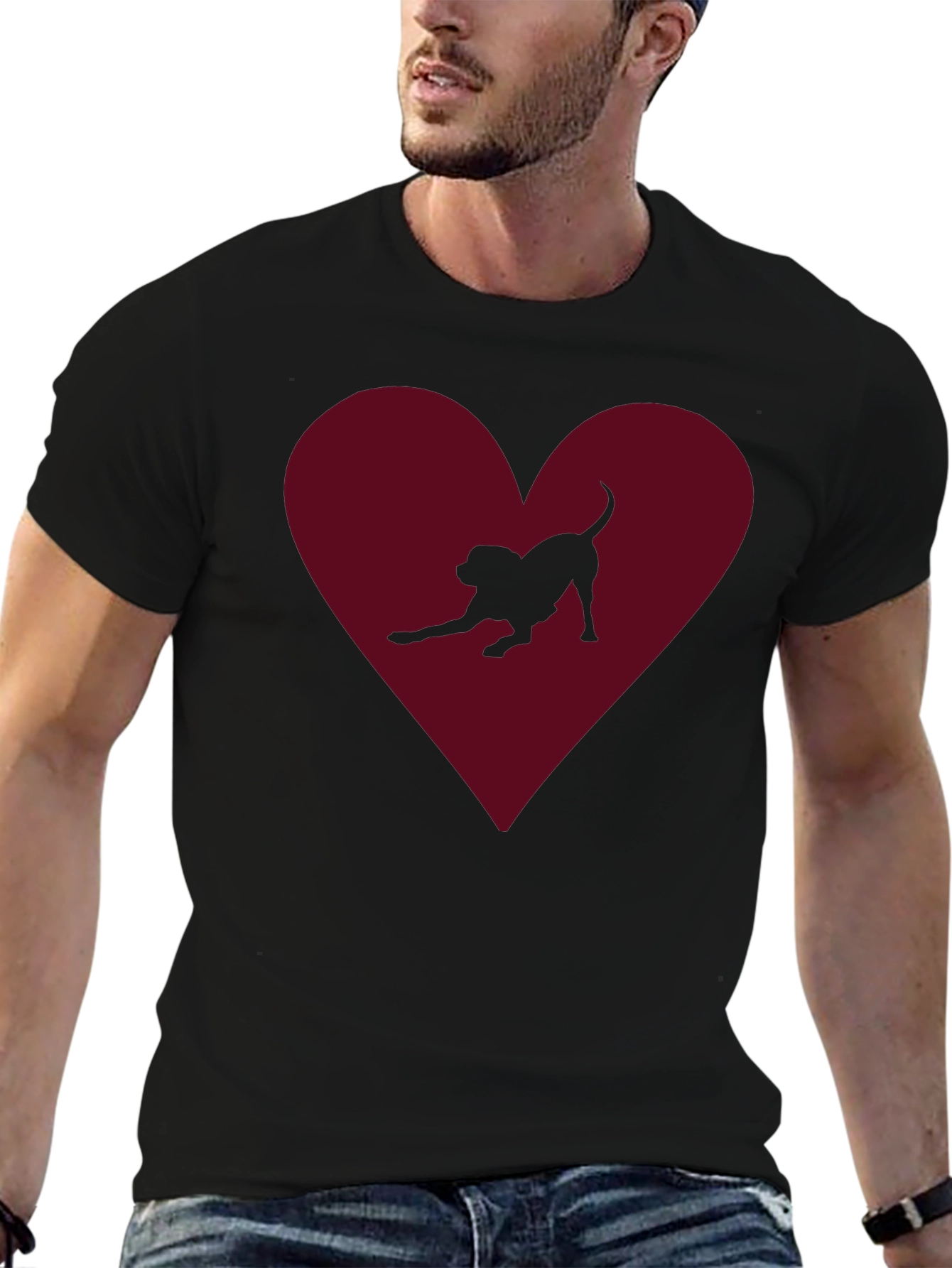 Dog Lover T-Shirt - Heart with Dog Silhouette