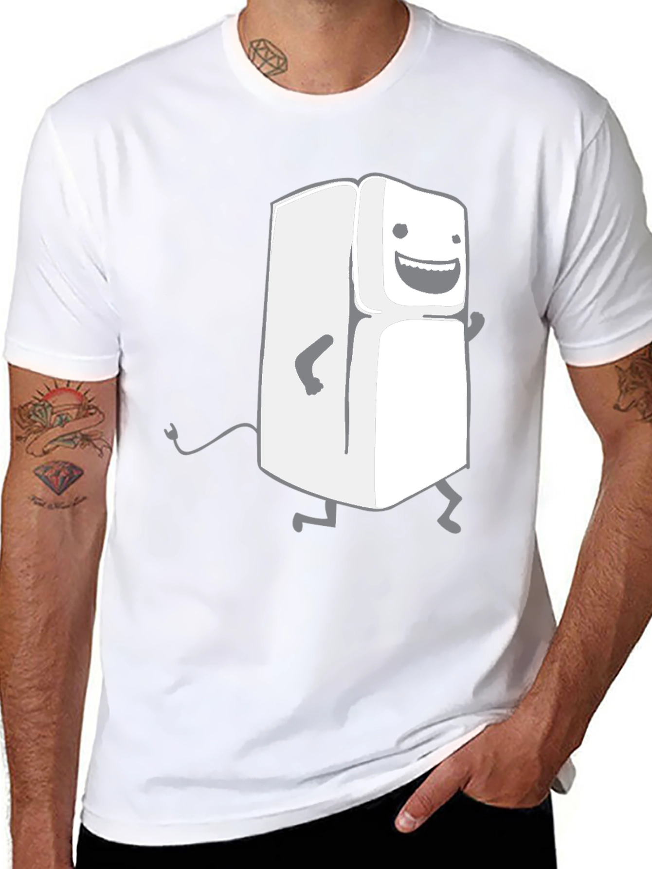 Funny Walking Fridge T-Shirt - Black Cotton Tee