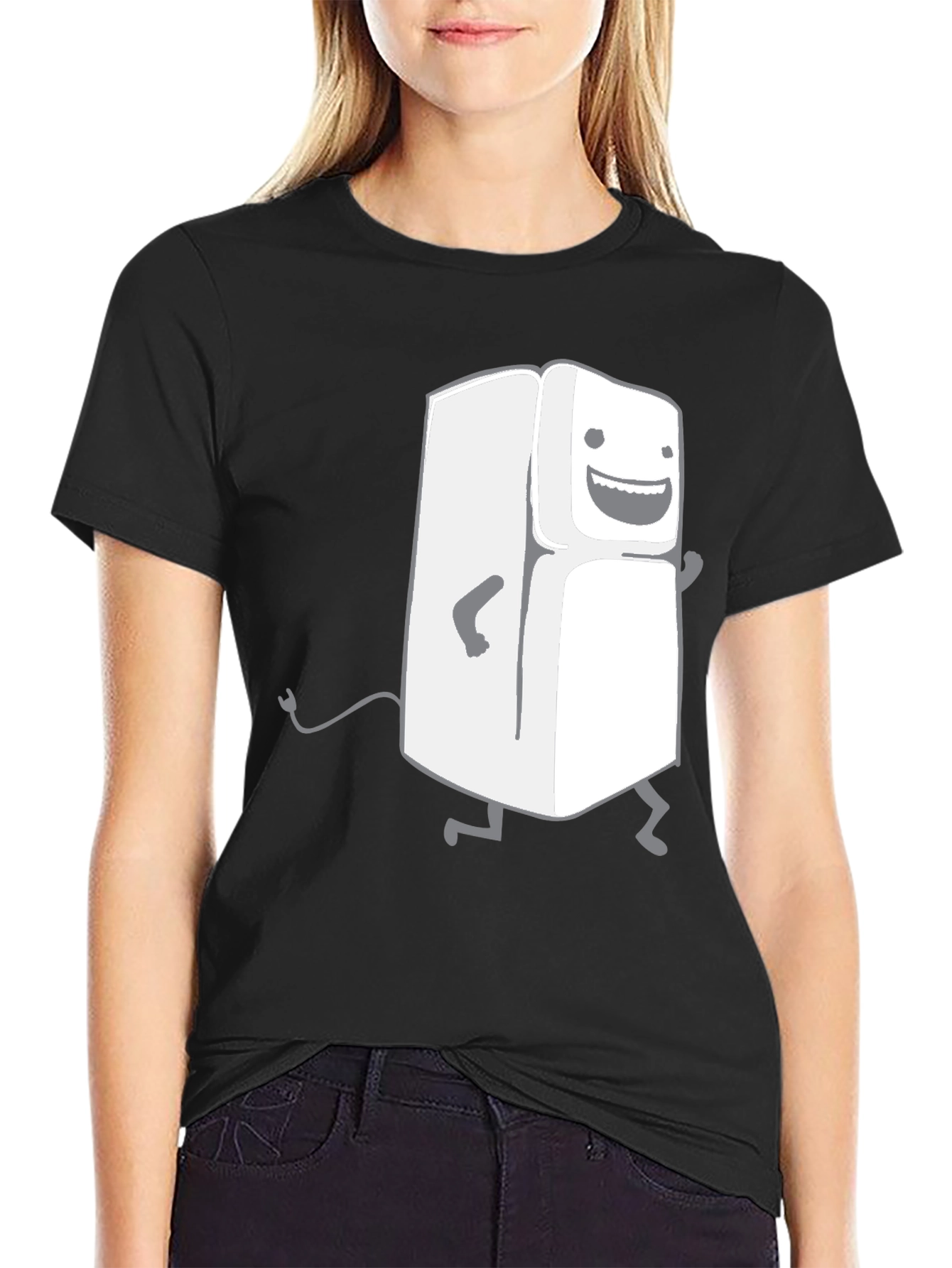 Funny Walking Fridge T-Shirt - Black Cotton Tee