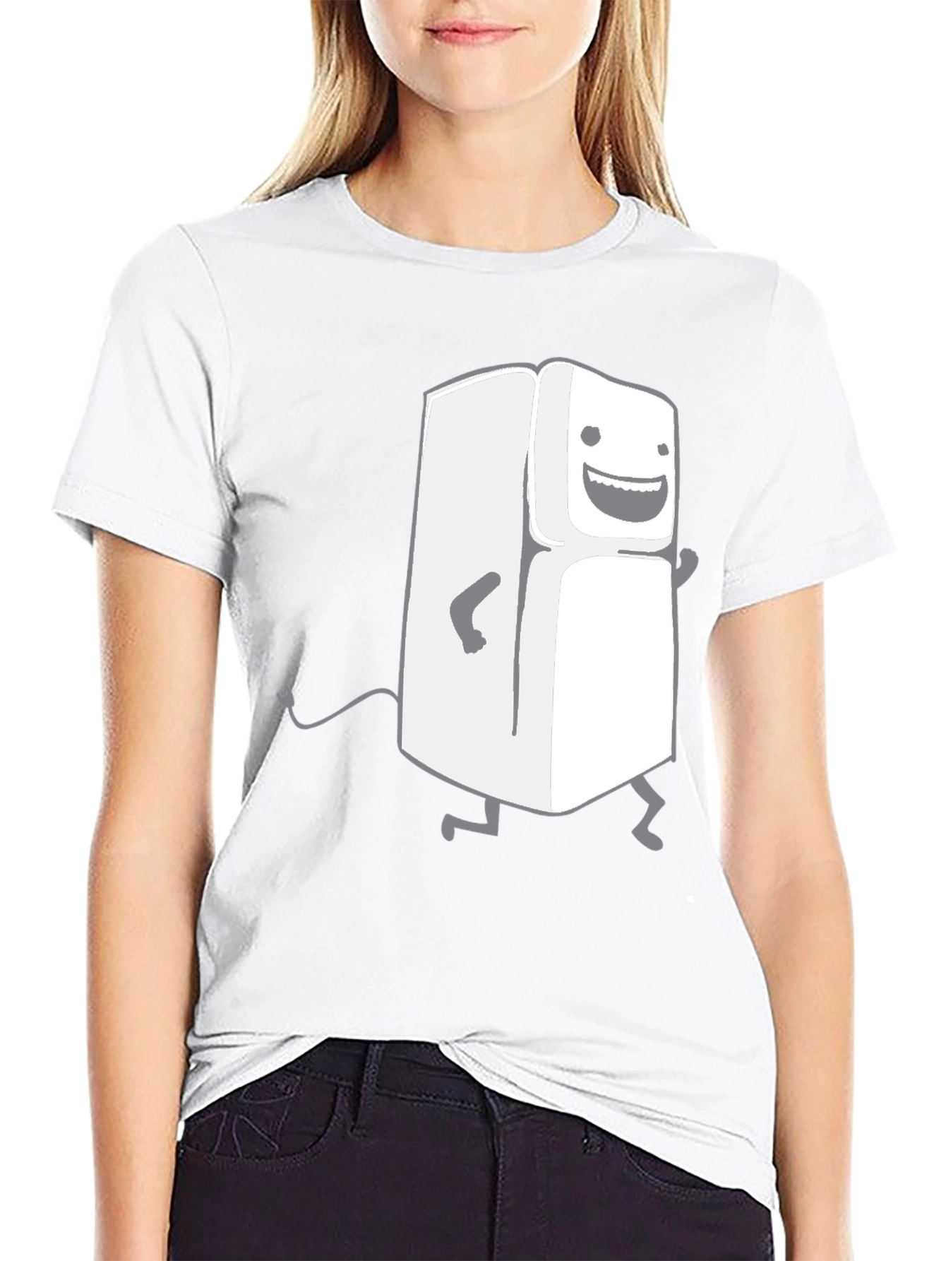 Funny Walking Fridge T-Shirt - Black Cotton Tee