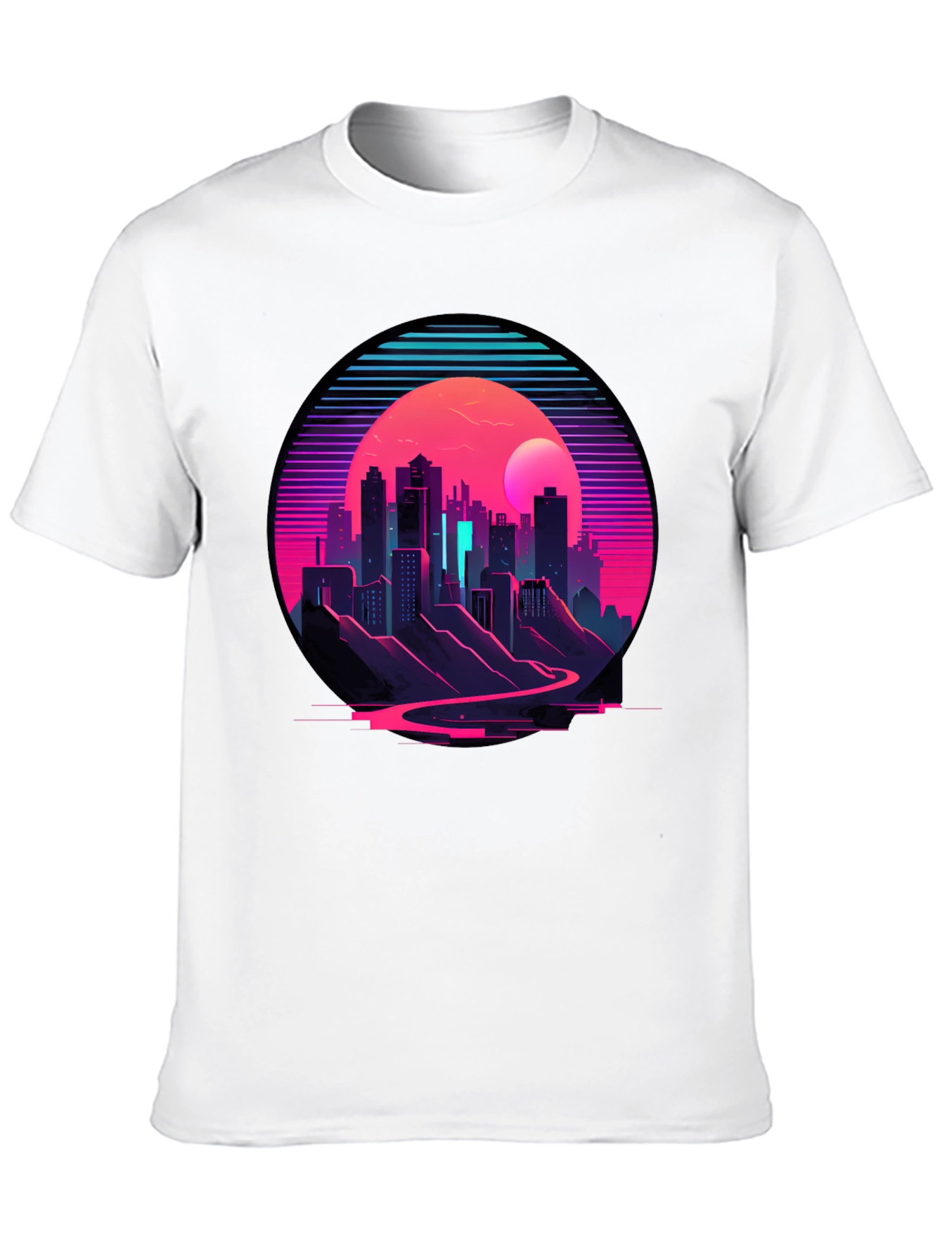 Retro Cityscape T-Shirt - Synthwave Style