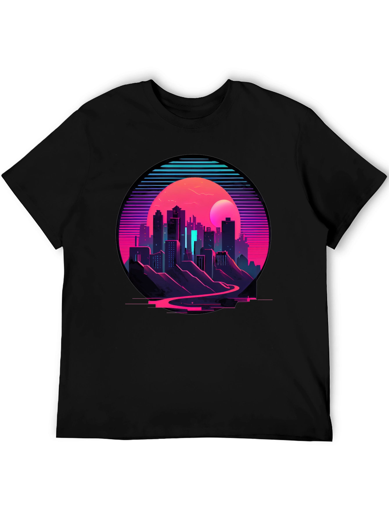 Retro Cityscape T-Shirt - Synthwave Style