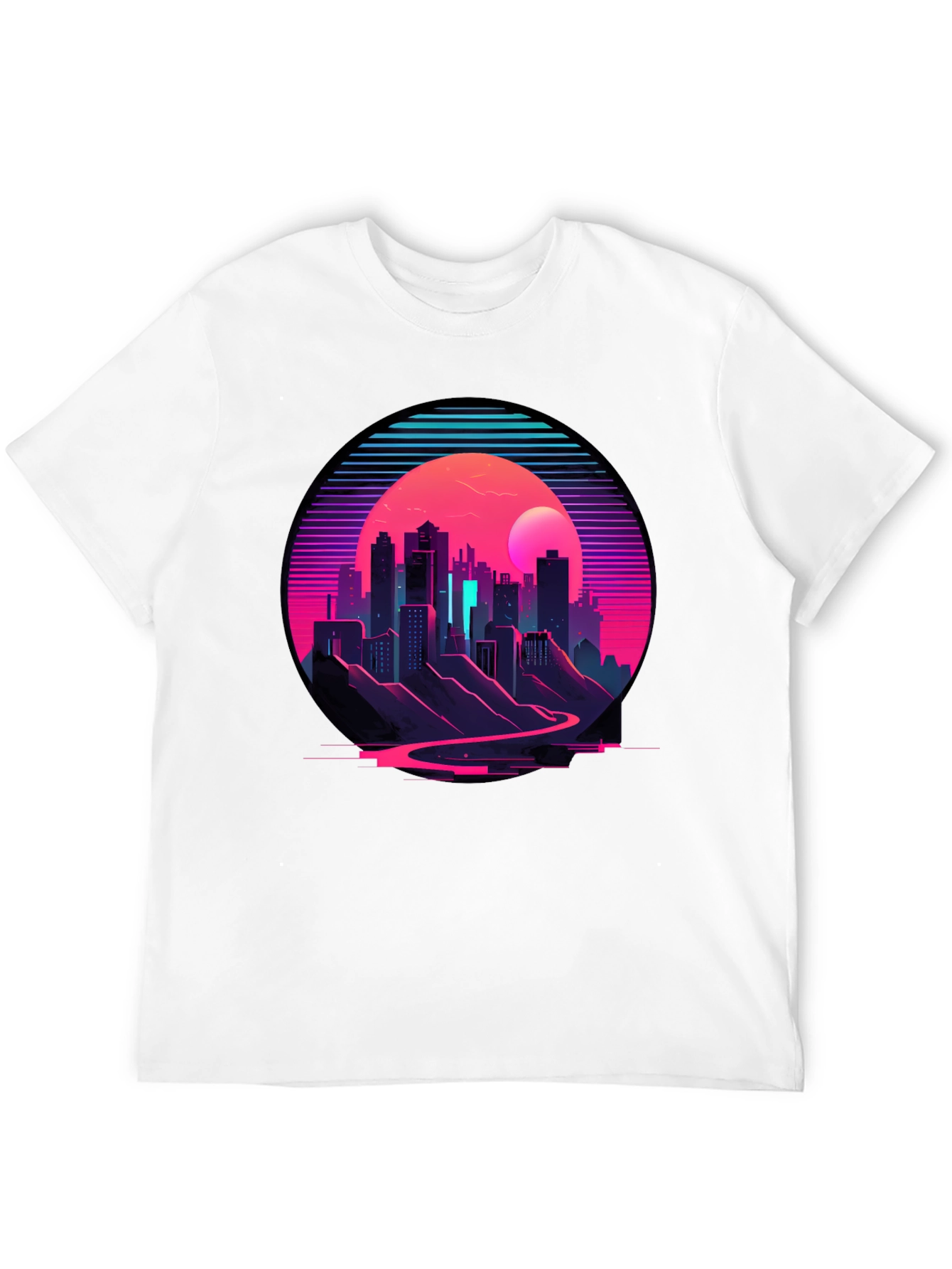 Retro Cityscape T-Shirt - Synthwave Style