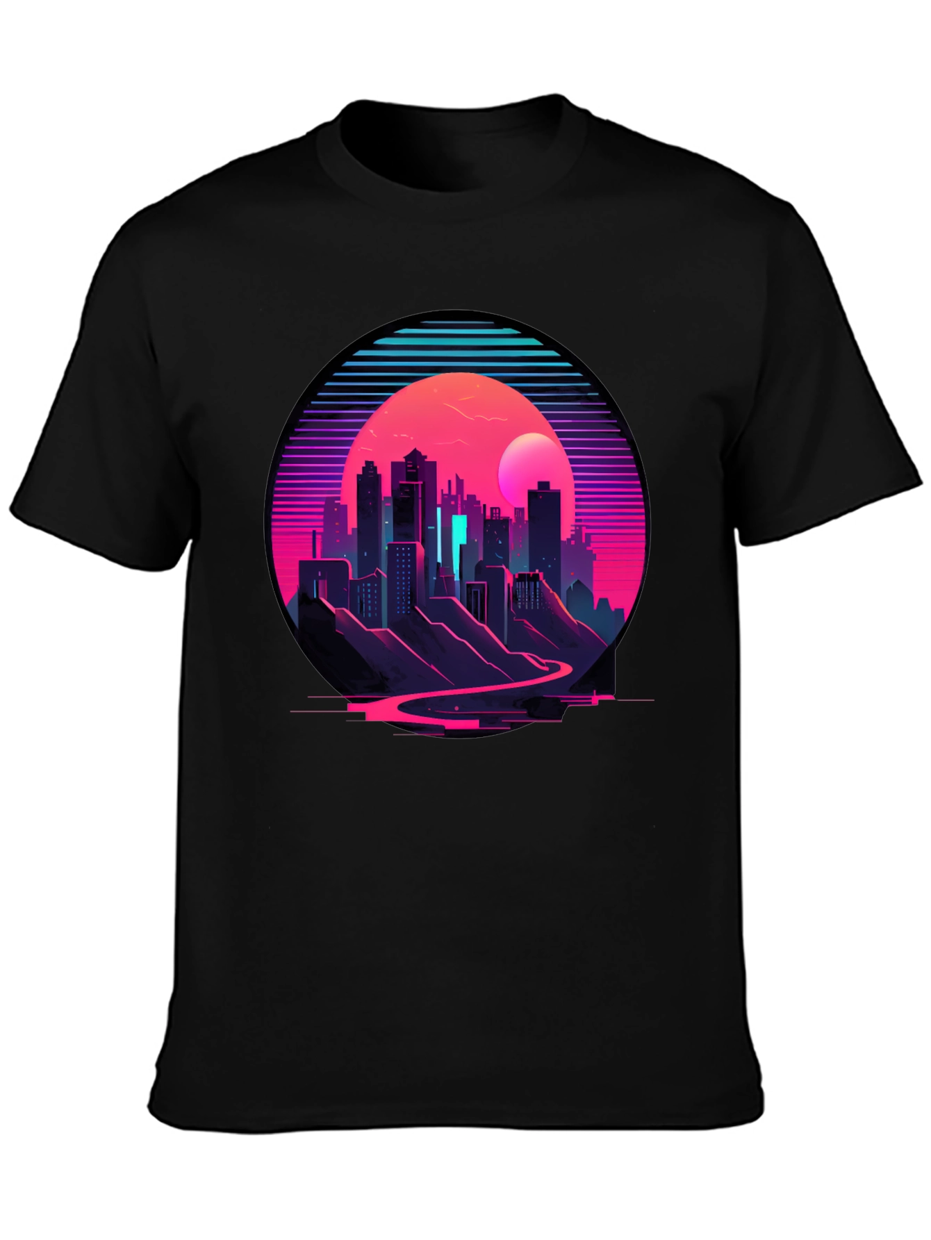Retro Cityscape T-Shirt - Synthwave Style