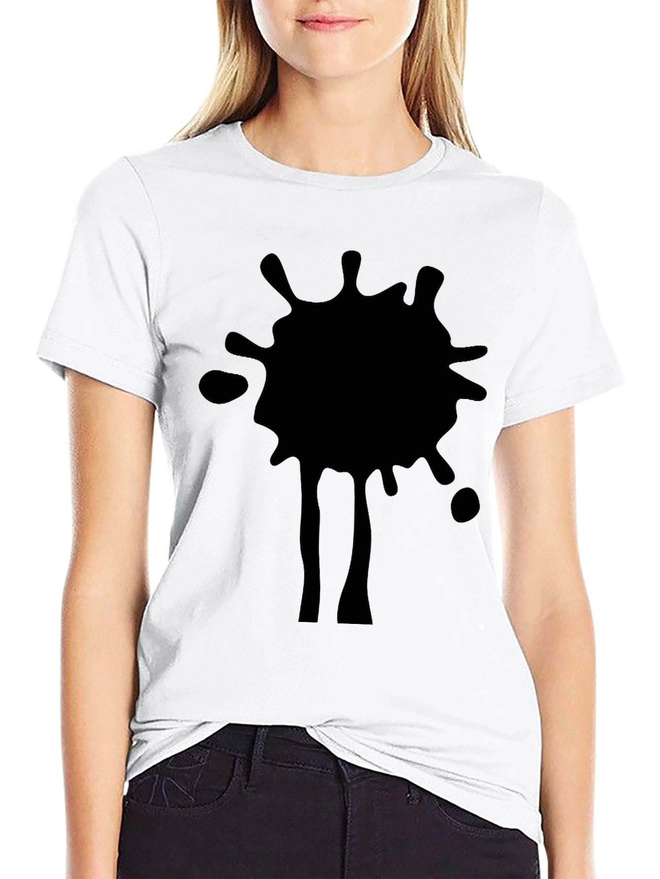 Abstract Splatter Graphic Tee - Black Cotton T-Shirt