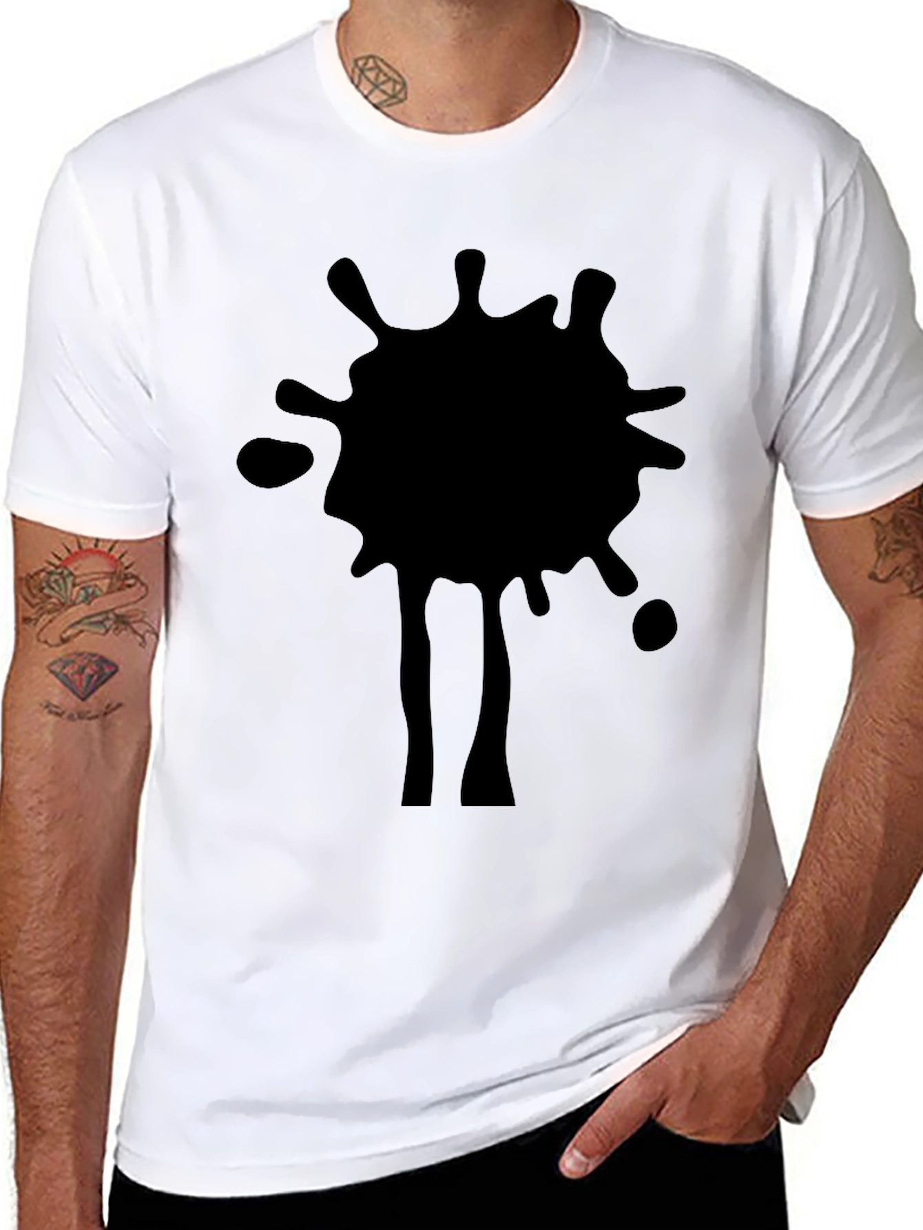 Abstract Splatter Graphic Tee - Black Cotton T-Shirt