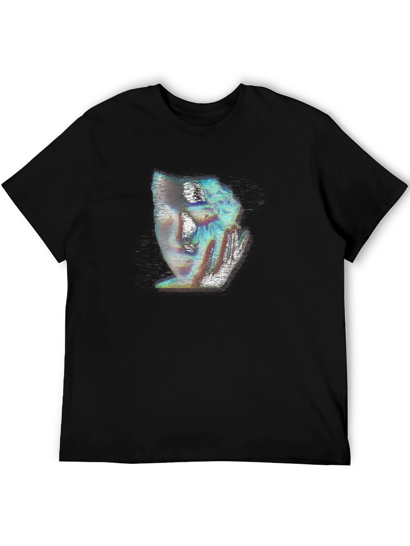 Glitch Art Graphic Tee - Unique Black T-Shirt