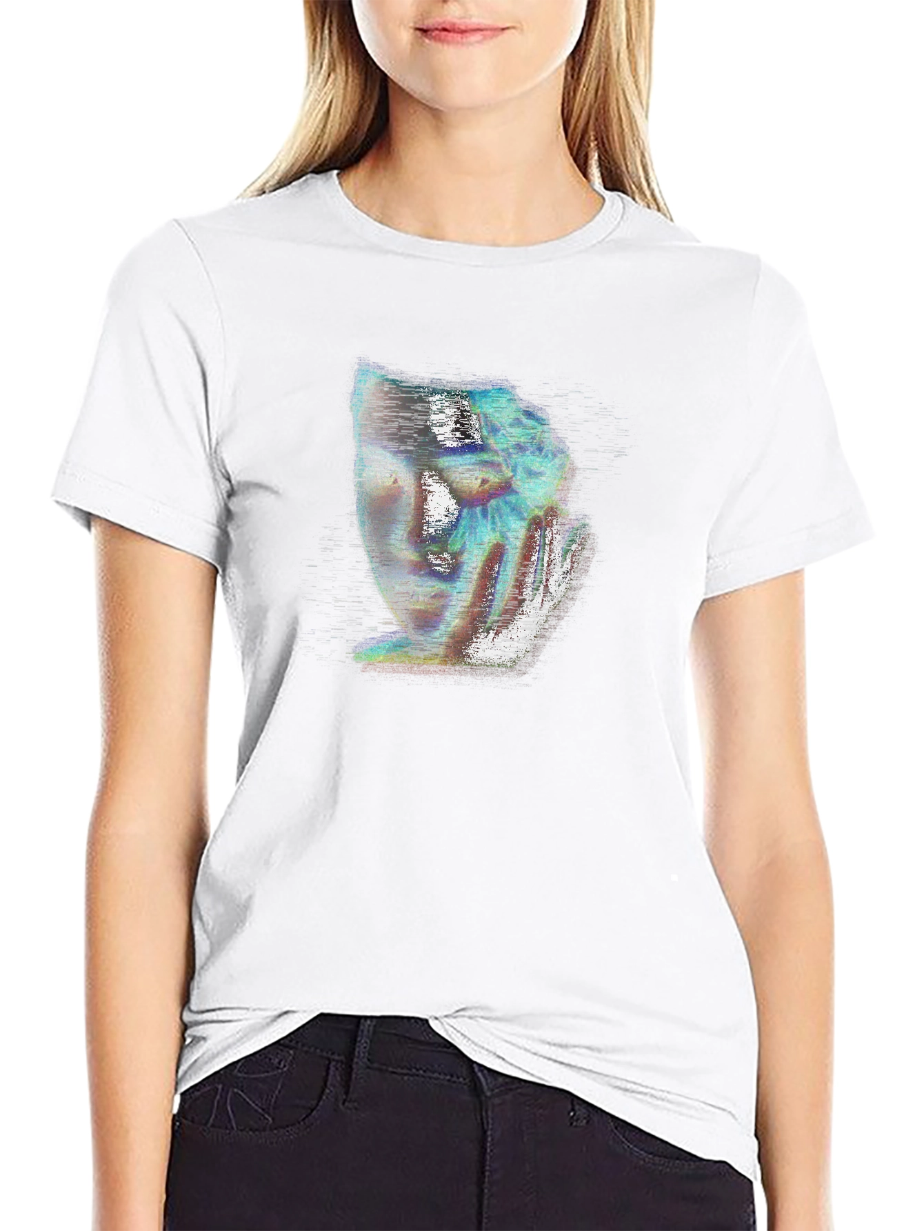 Glitch Art Graphic Tee - Unique Black T-Shirt