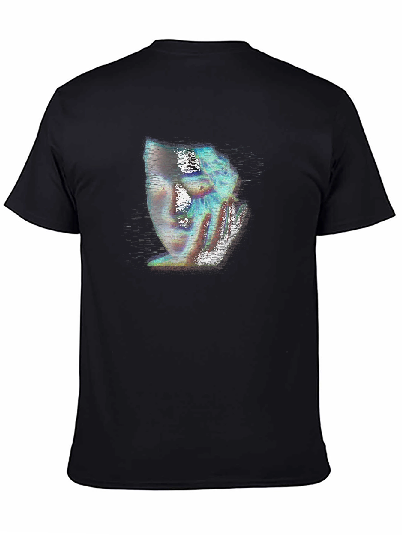 Glitch Art Graphic Tee - Unique Black T-Shirt