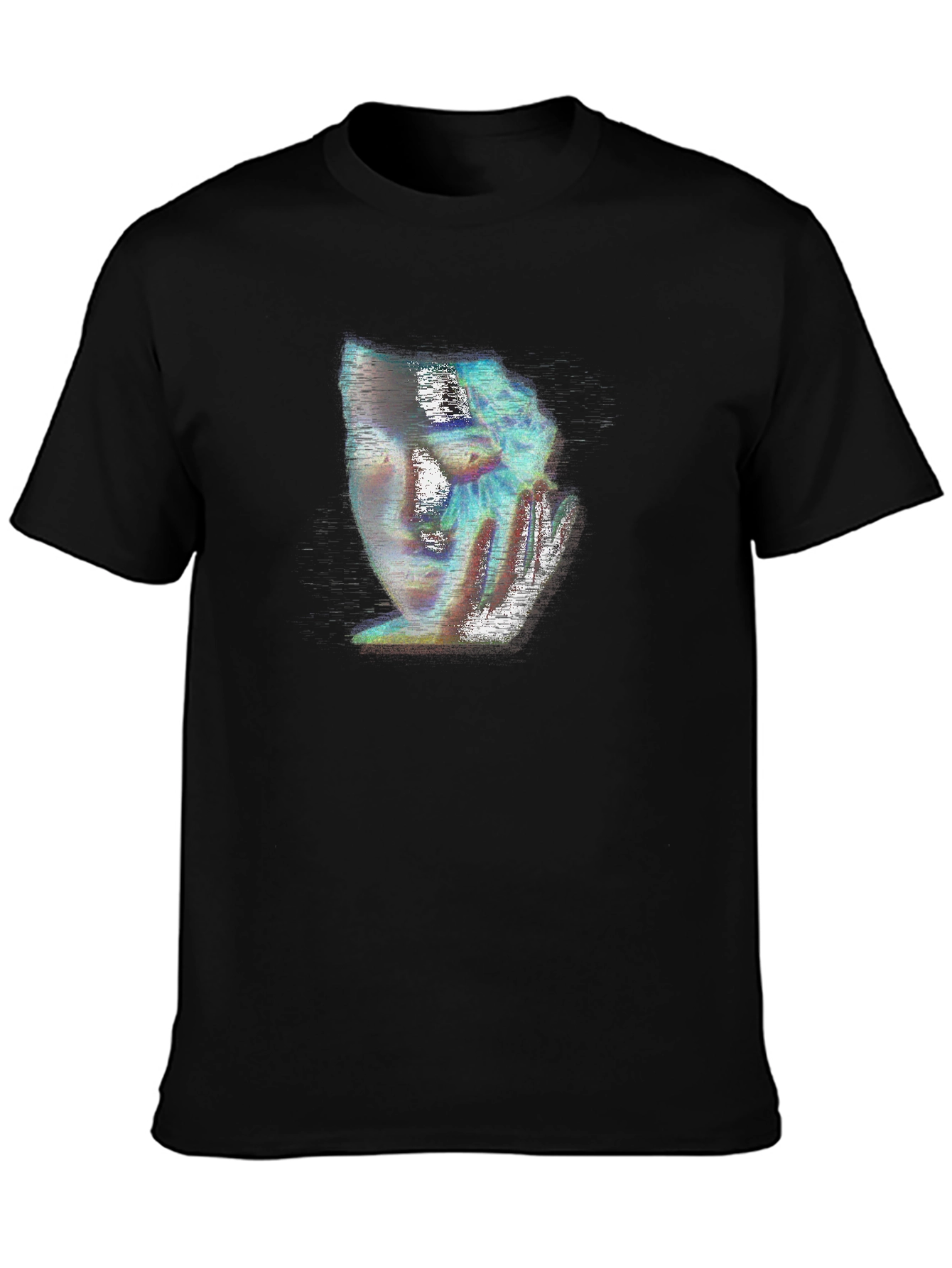 Glitch Art Graphic Tee - Unique Black T-Shirt