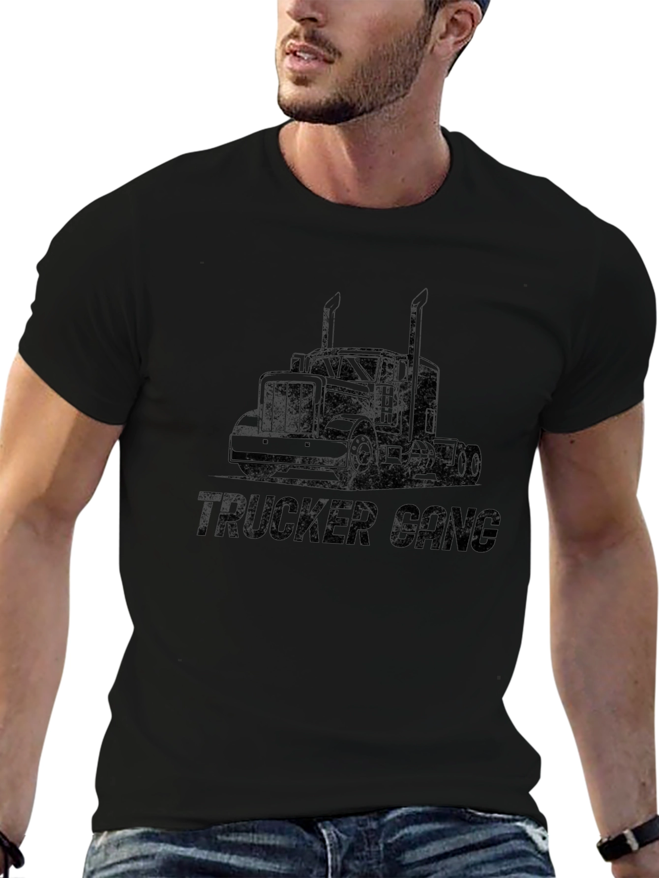 Trucker Gang Graphic Tee - Black