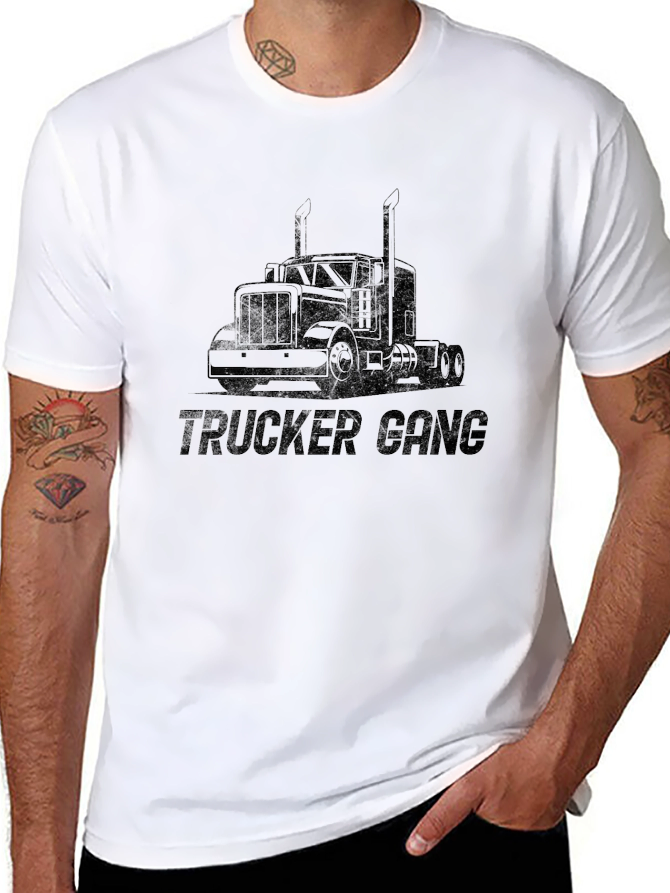 Trucker Gang Graphic Tee - Black