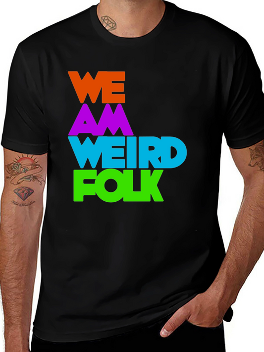 Weird Folk Graphic Tee - Vibrant Color Block