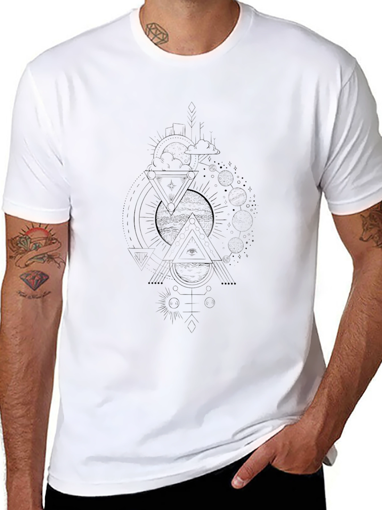 Mens Graphic Tee - Celestial Triangles