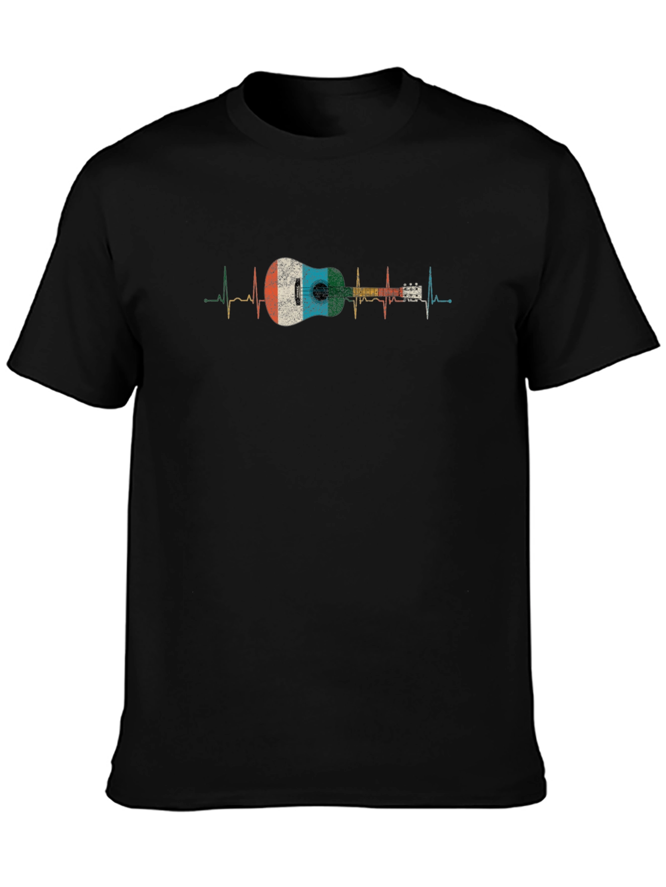 Ukulele Heartbeat Black T-Shirt - Music Lover Gift