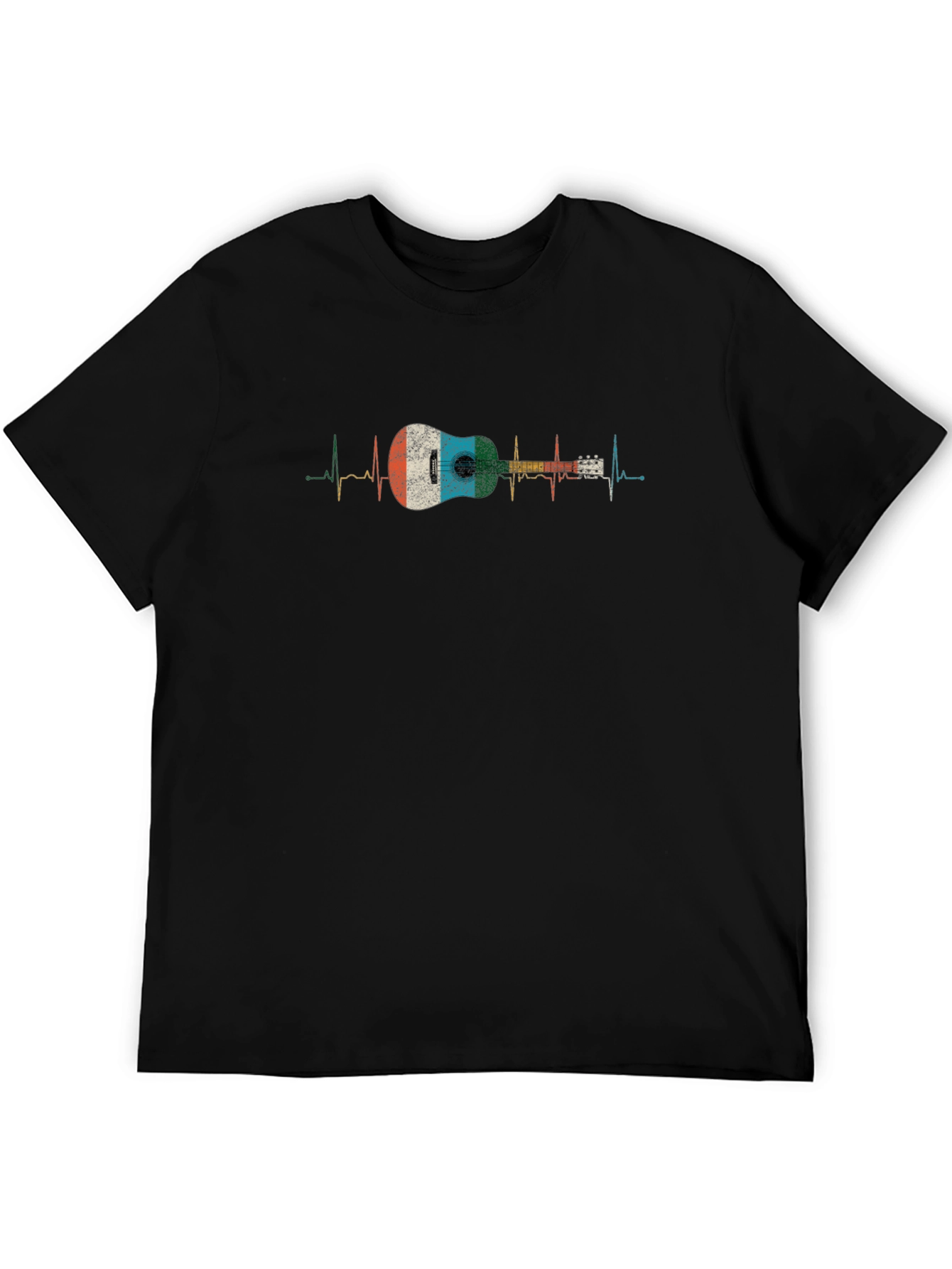 Ukulele Heartbeat Black T-Shirt - Music Lover Gift
