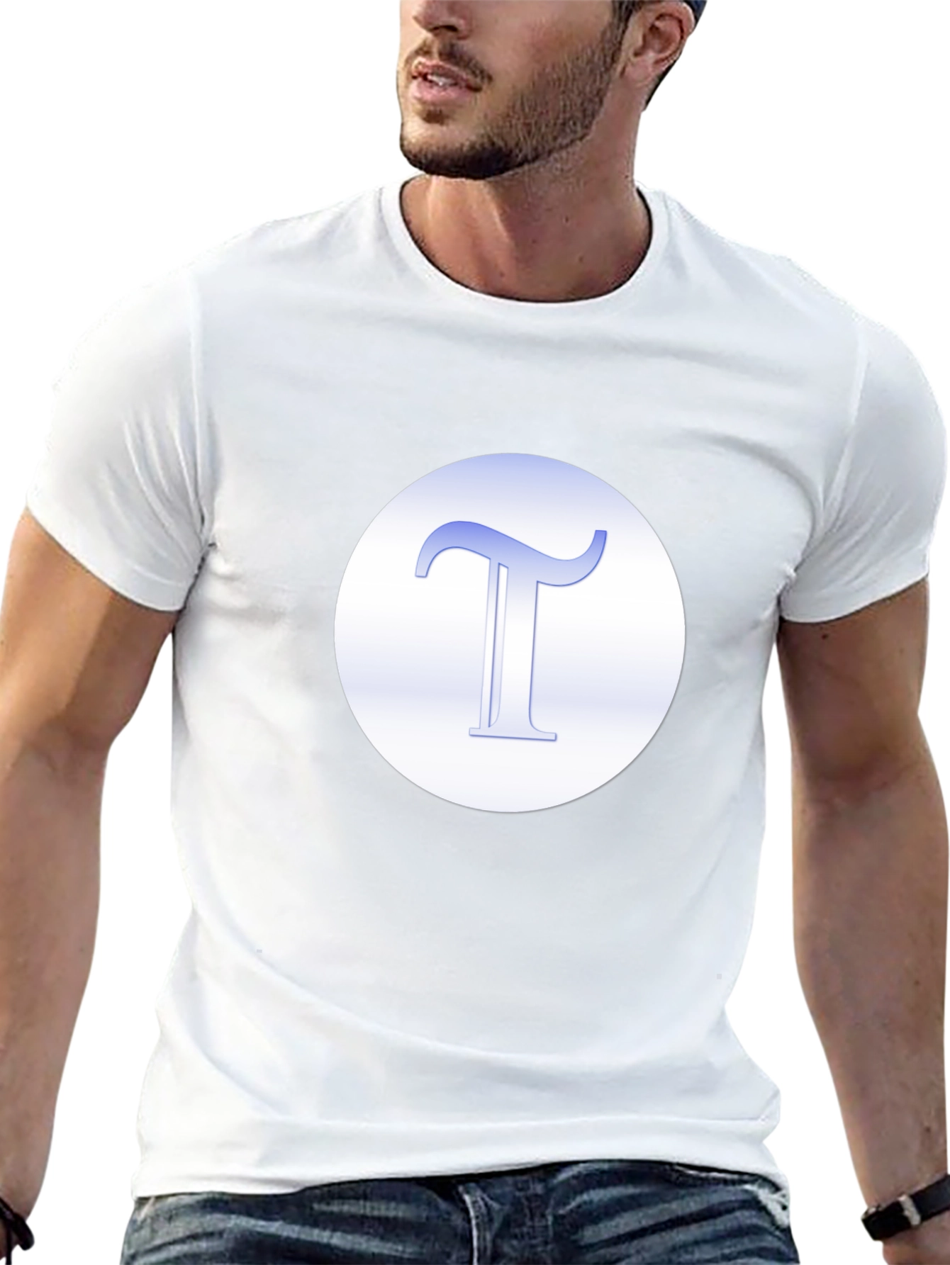 Black T-Shirt with Blue Letter Graphic
