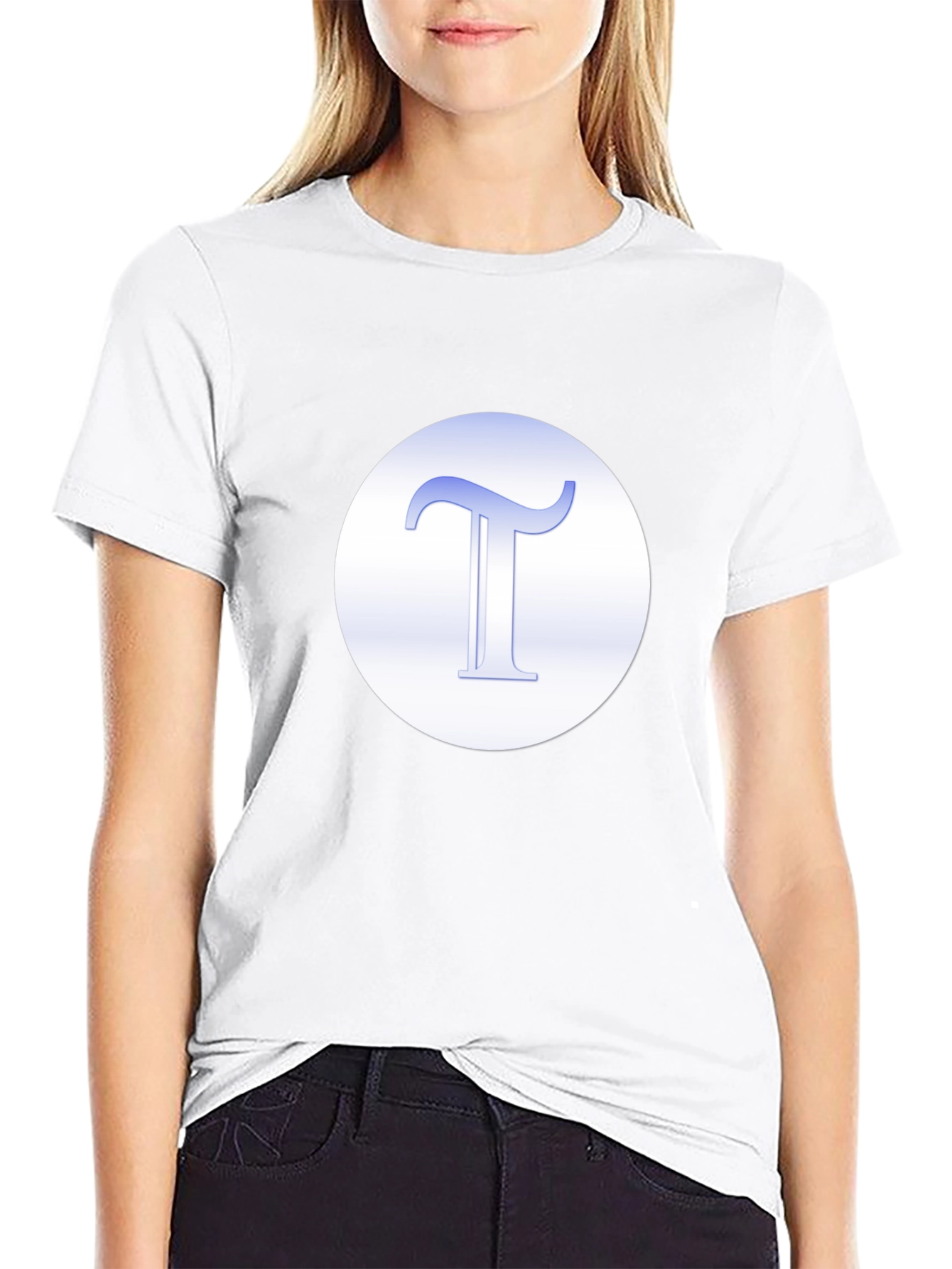Black T-Shirt with Blue Letter Graphic