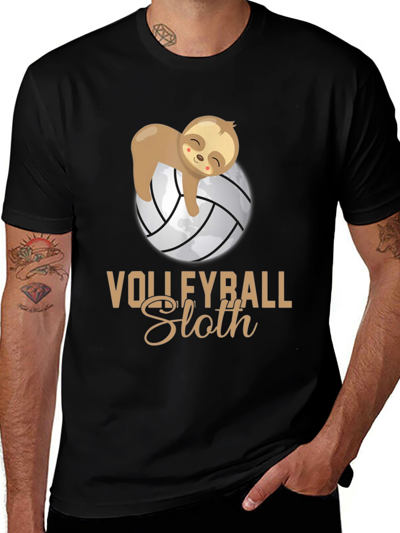 Volleyball Sloth Graphic T-Shirt - Casual & Comfortable