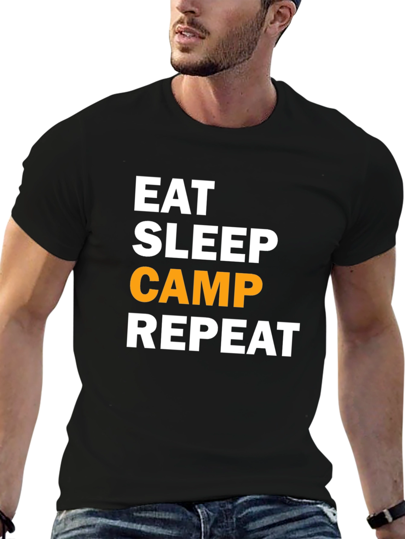 Eat Sleep Camp Repeat Black T-Shirt