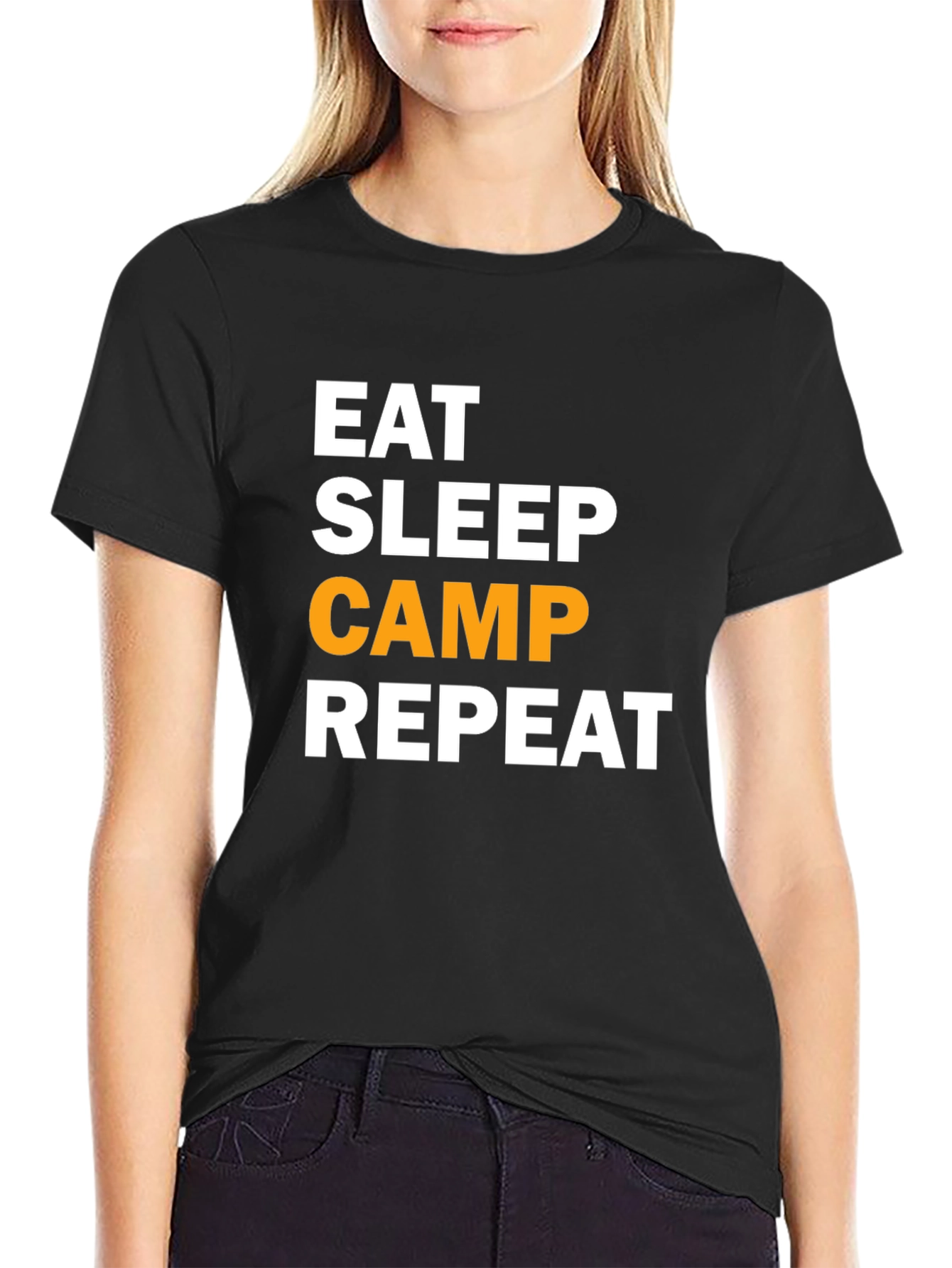 Eat Sleep Camp Repeat Black T-Shirt
