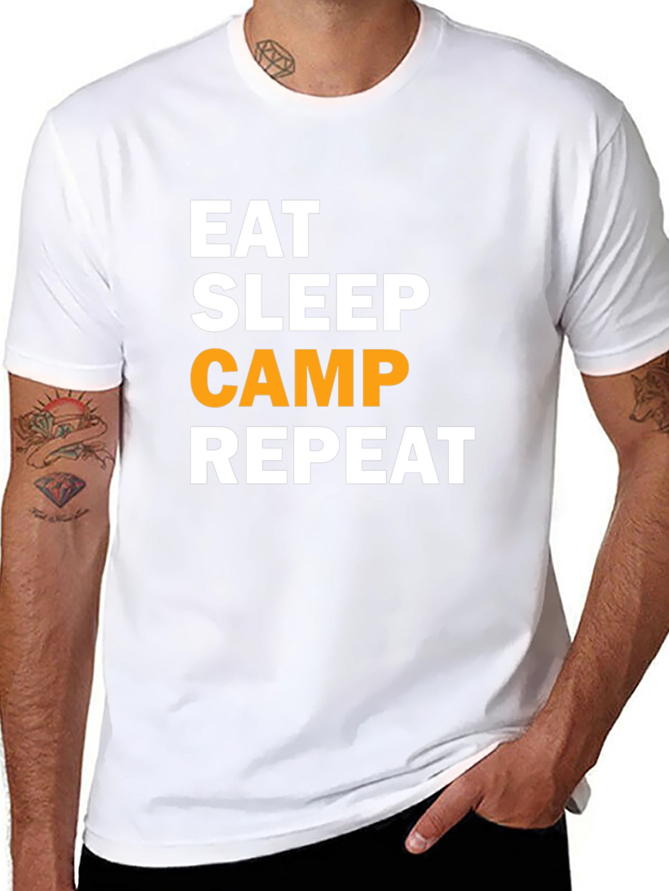 Eat Sleep Camp Repeat Black T-Shirt