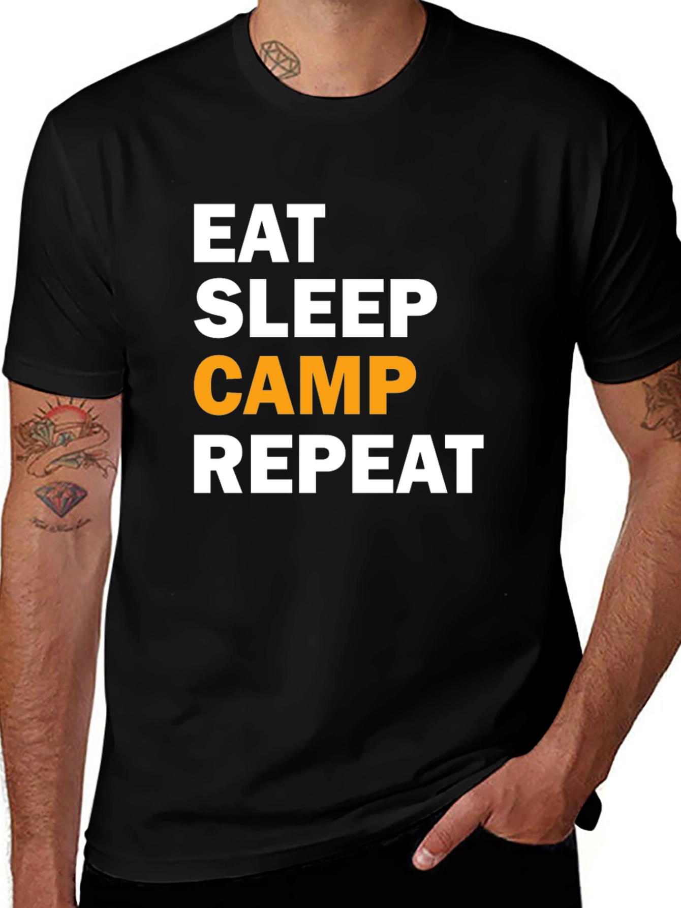 Eat Sleep Camp Repeat Black T-Shirt