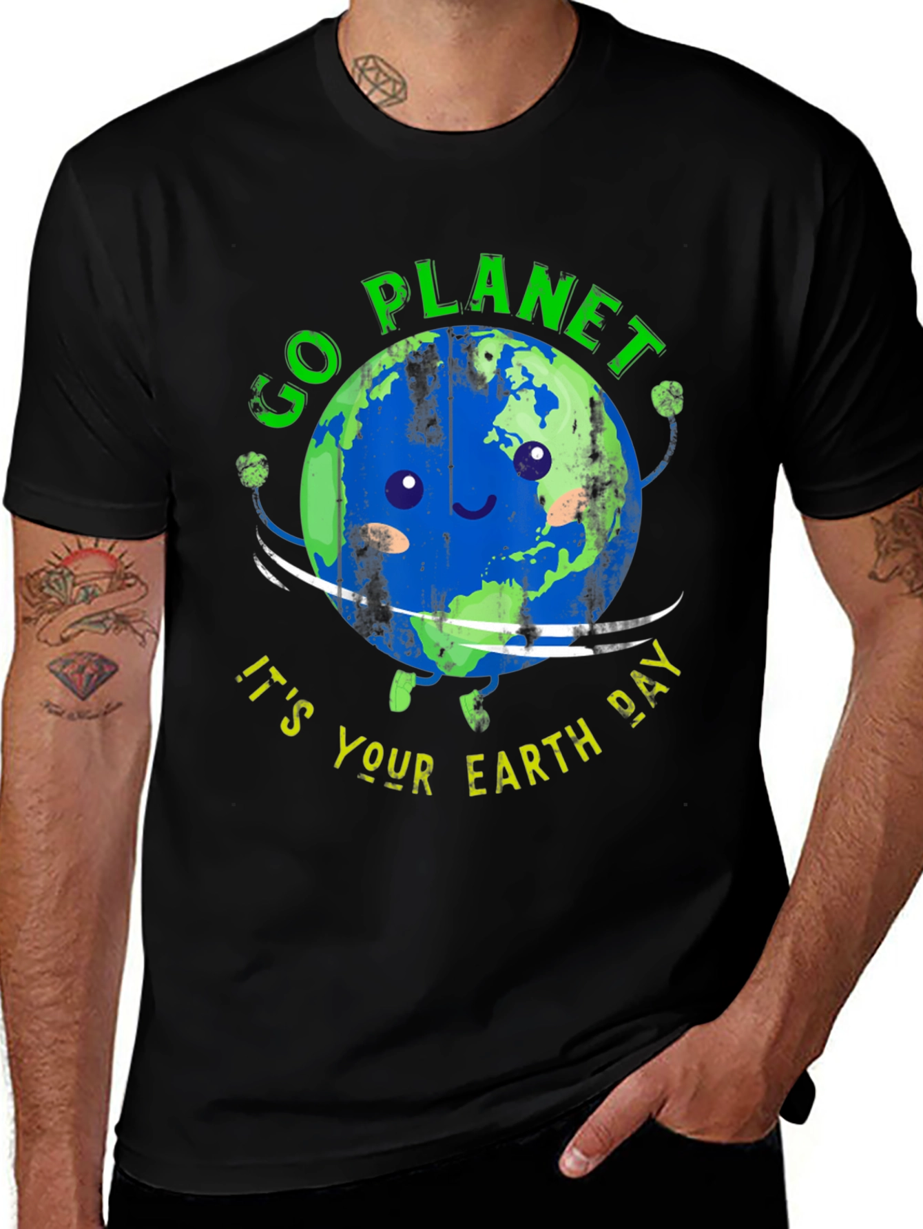 Go Planet! Earth Day Graphic Tee - Black