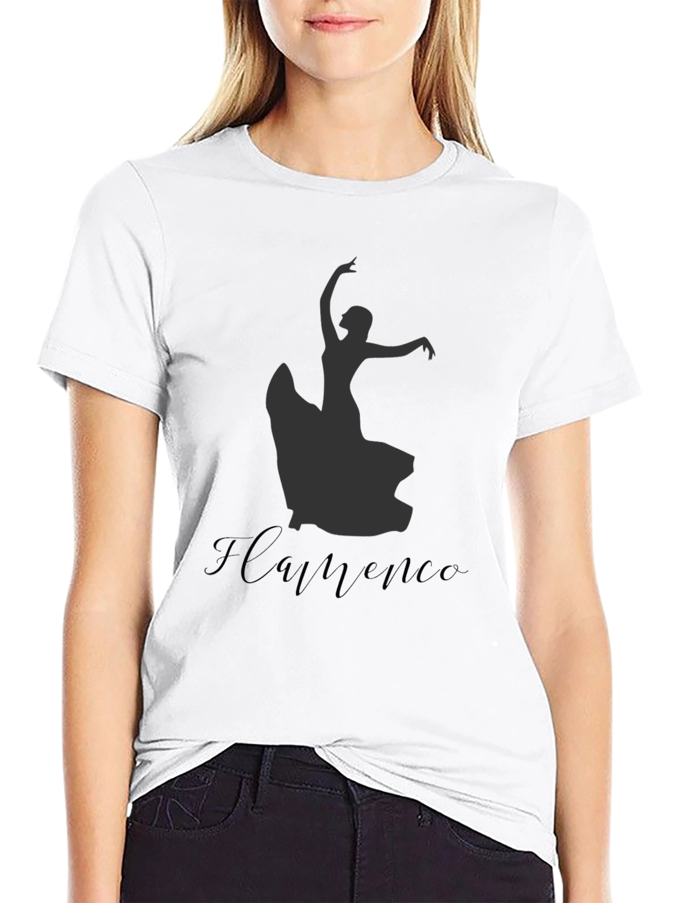 Flamenco Dancer Graphic Tee - Stylish Black T-Shirt