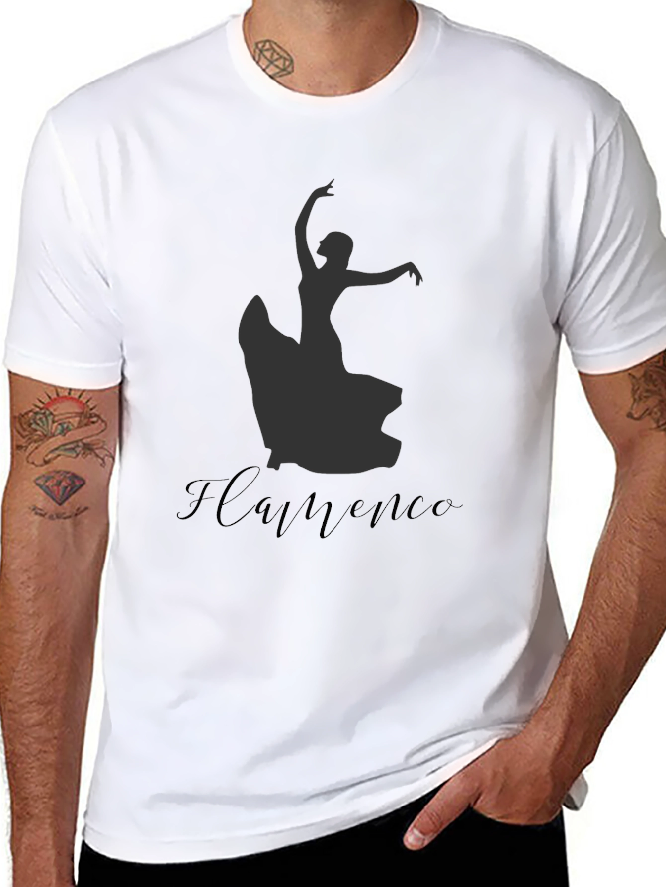 Flamenco Dancer Graphic Tee - Stylish Black T-Shirt