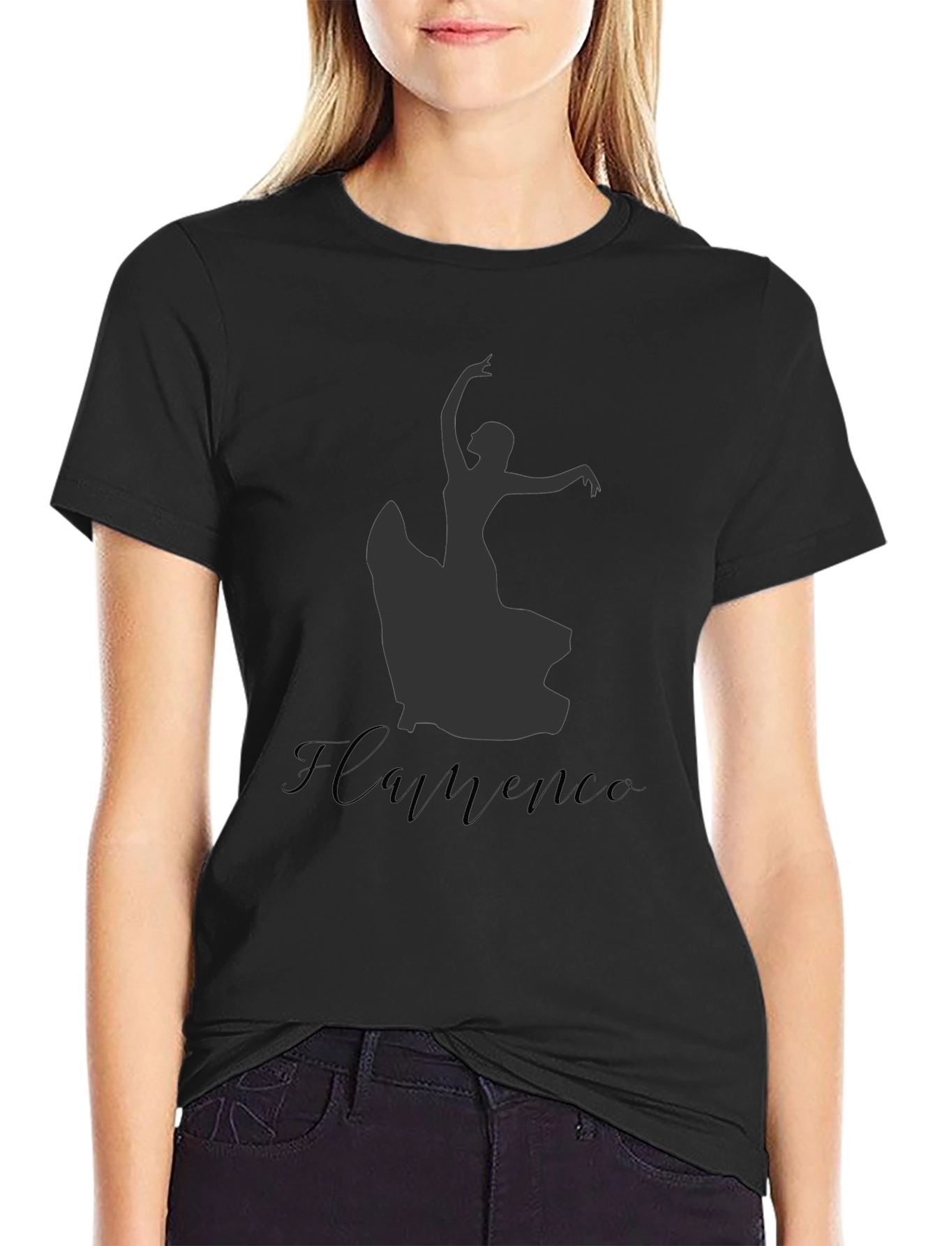 Flamenco Dancer Graphic Tee - Stylish Black T-Shirt