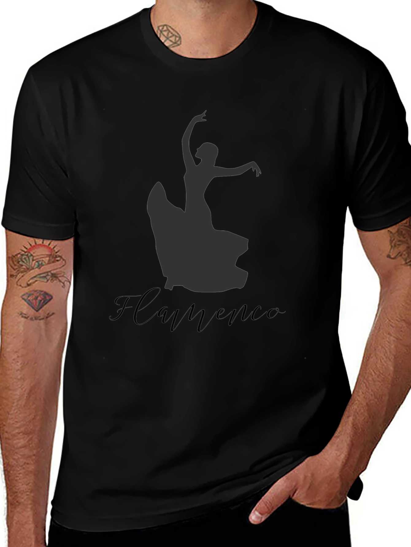 Flamenco Dancer Graphic Tee - Stylish Black T-Shirt