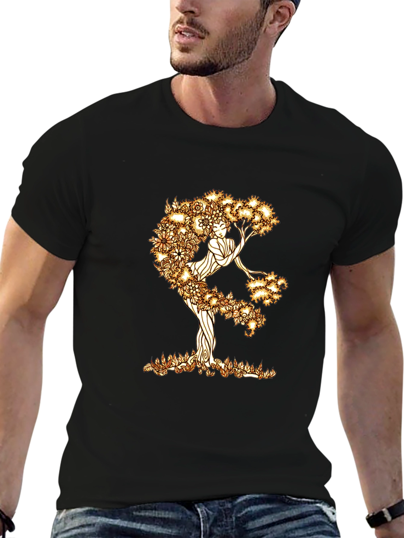 Nature Woman Graphic Tee - Black Cotton Blend