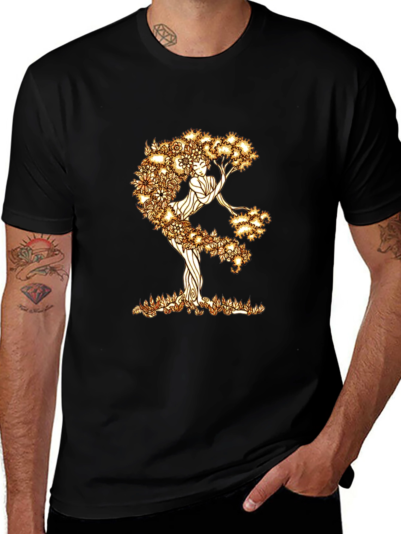 Nature Woman Graphic Tee - Black Cotton Blend