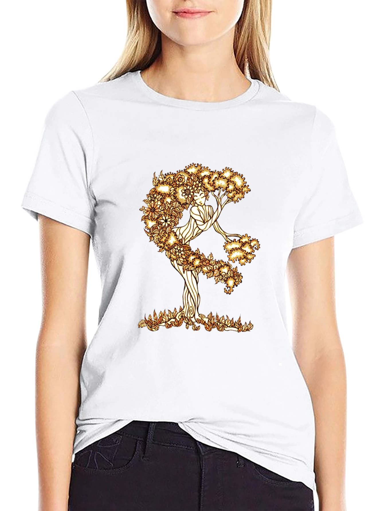 Nature Woman Graphic Tee - Black Cotton Blend