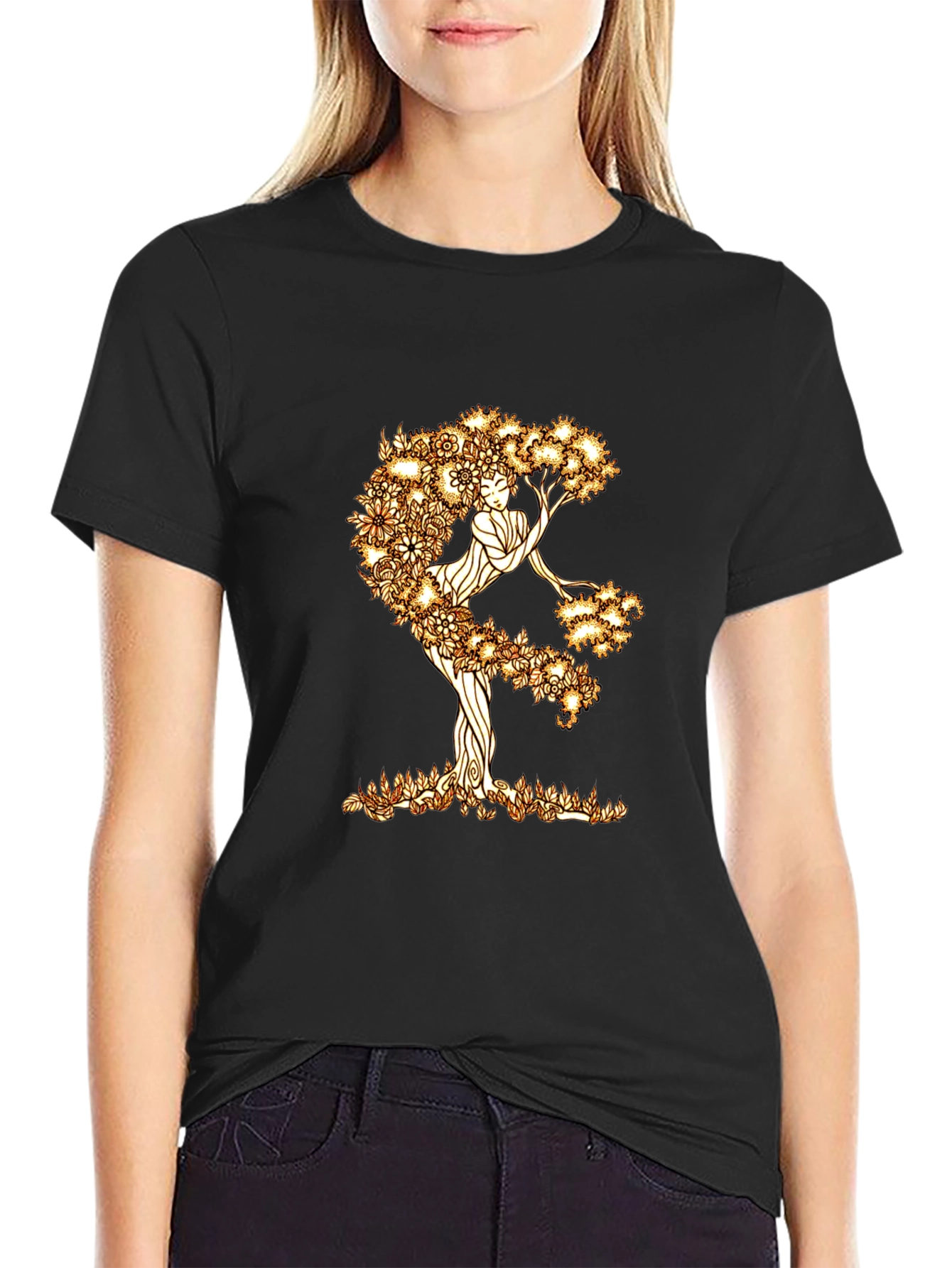 Nature Woman Graphic Tee - Black Cotton Blend