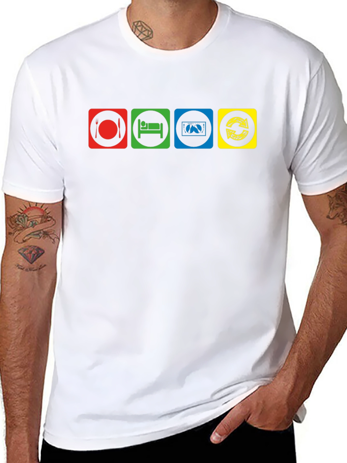 Eat Sleep Code Repeat Black Graphic T-Shirt