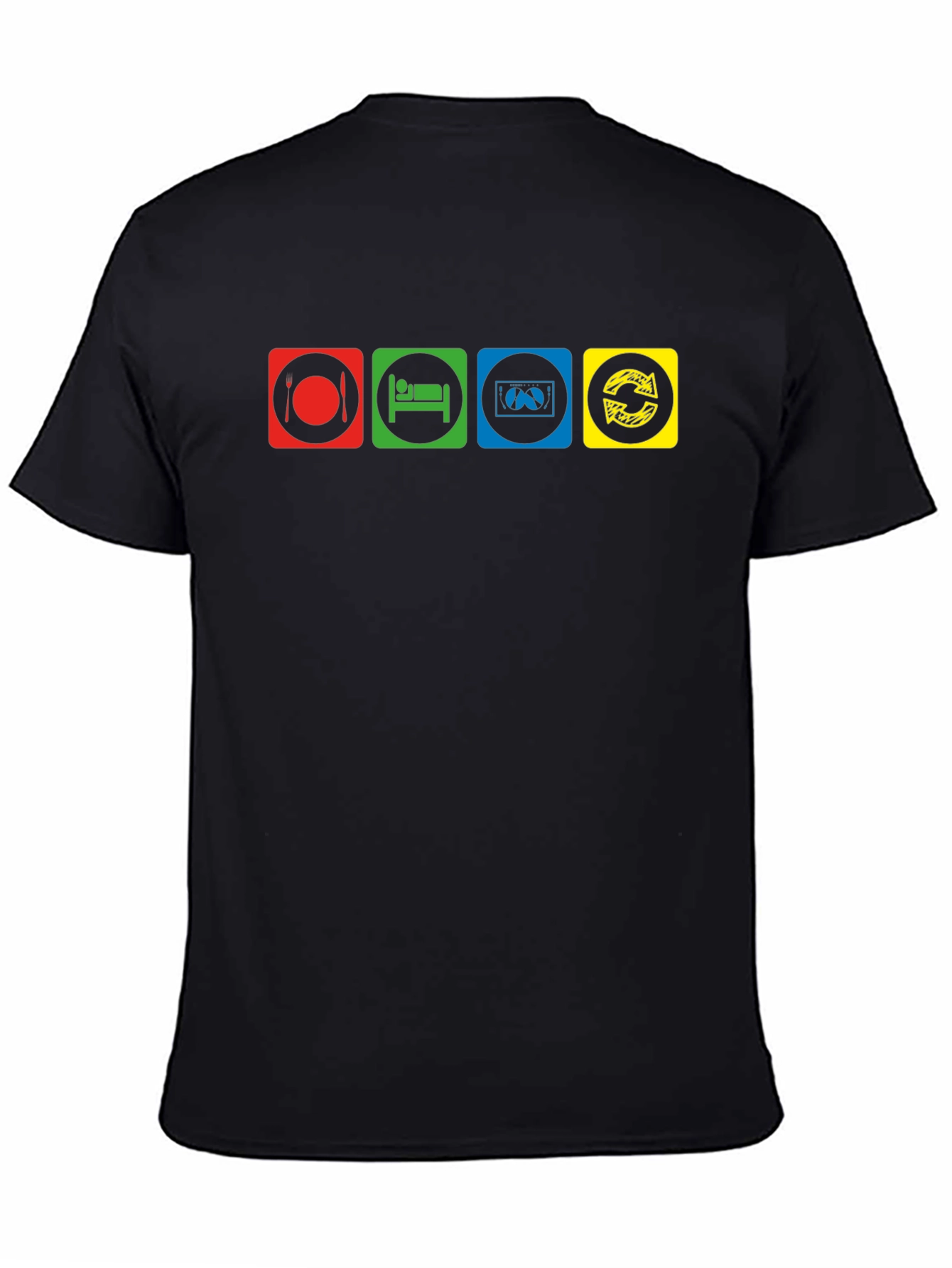 Eat Sleep Code Repeat Black Graphic T-Shirt