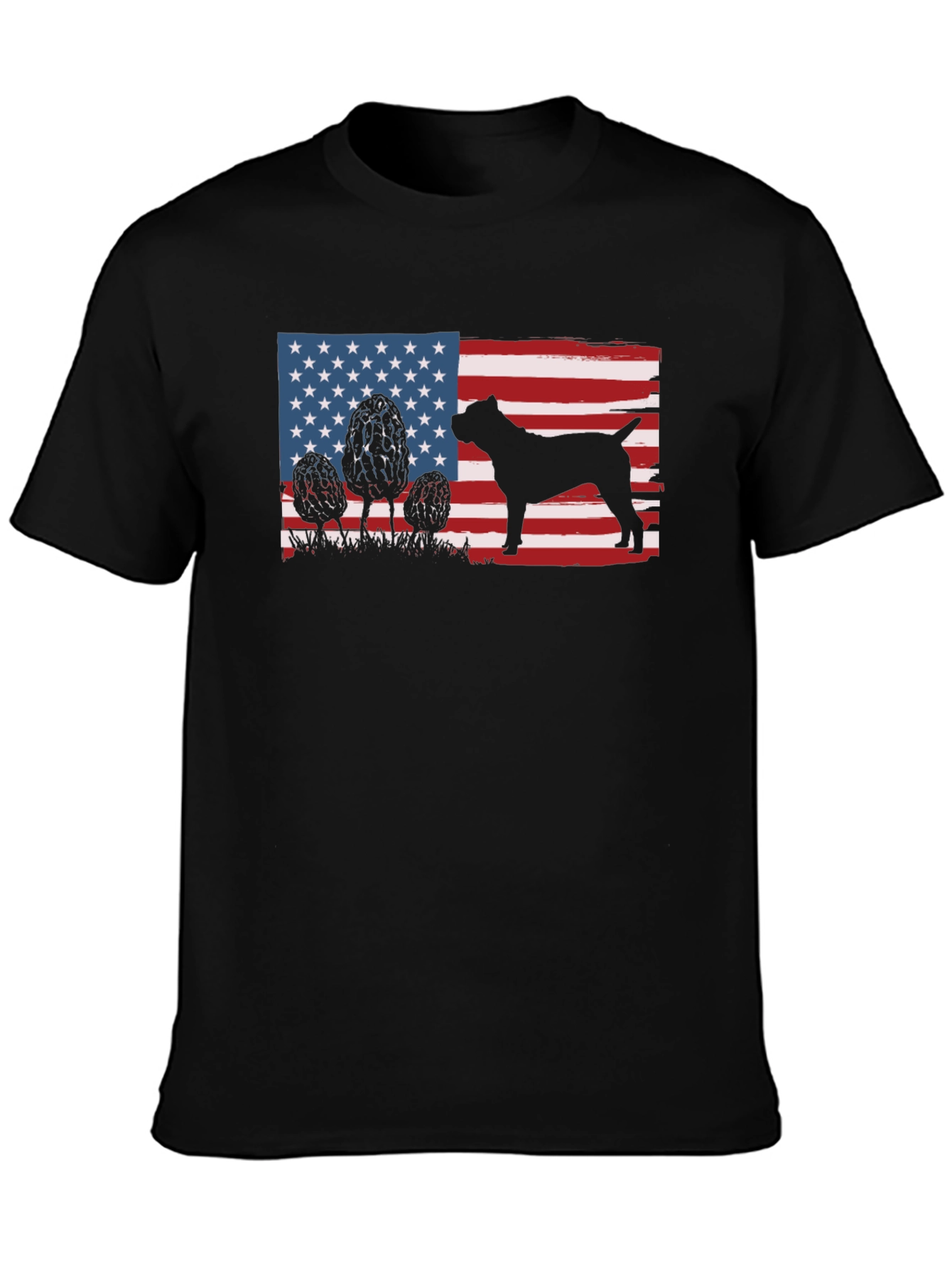 American Flag Dog Silhouette T-Shirt