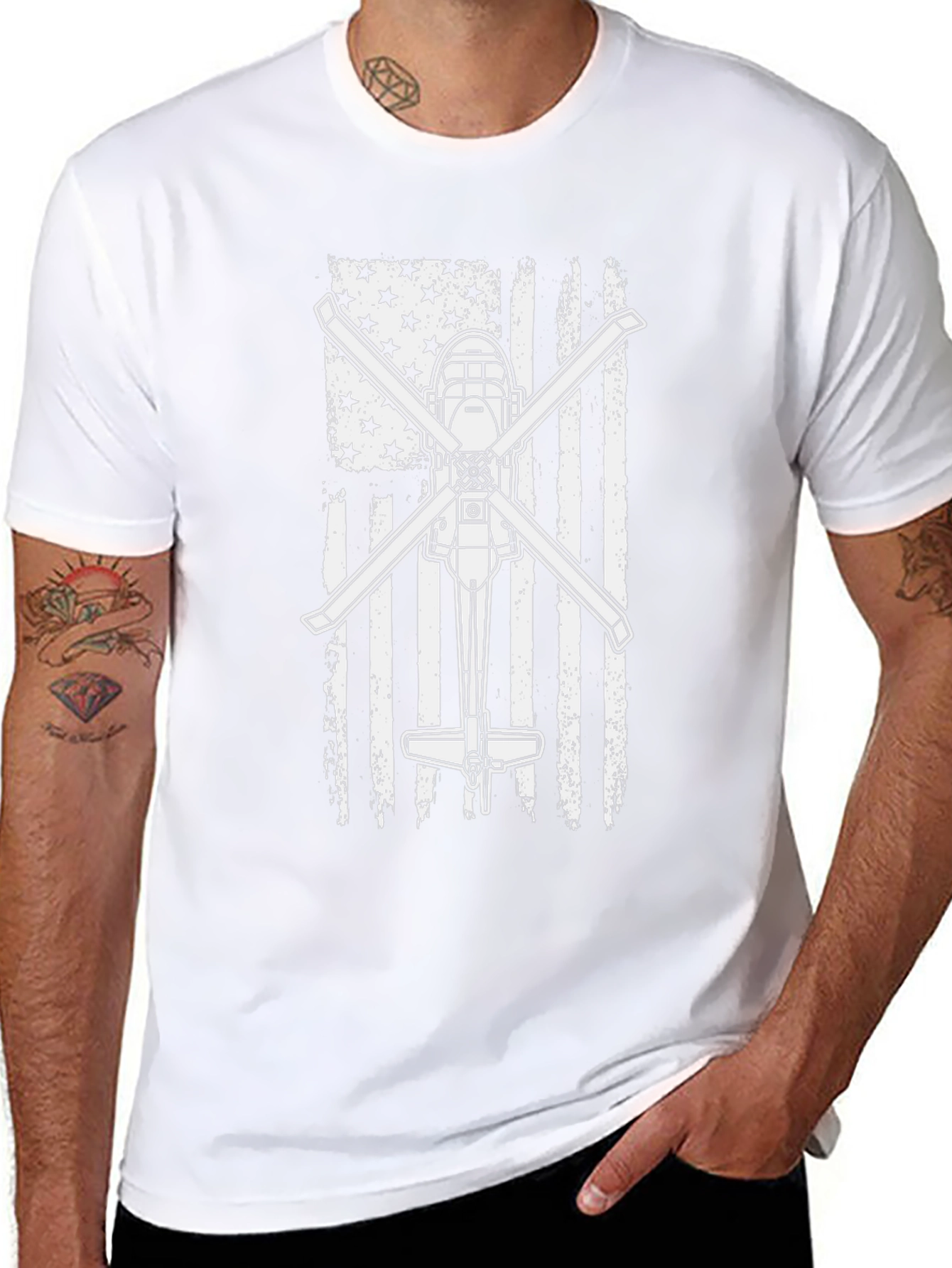 Helicopter American Flag Graphic Tee