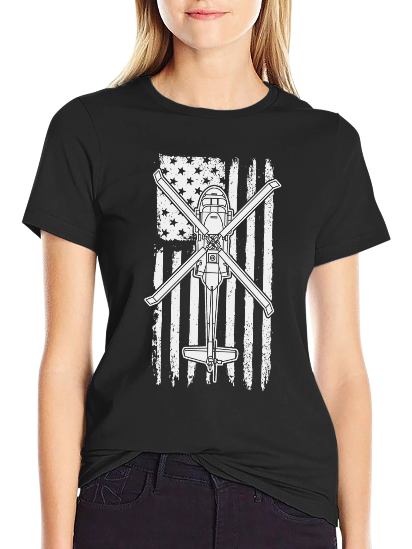 Helicopter American Flag Graphic Tee