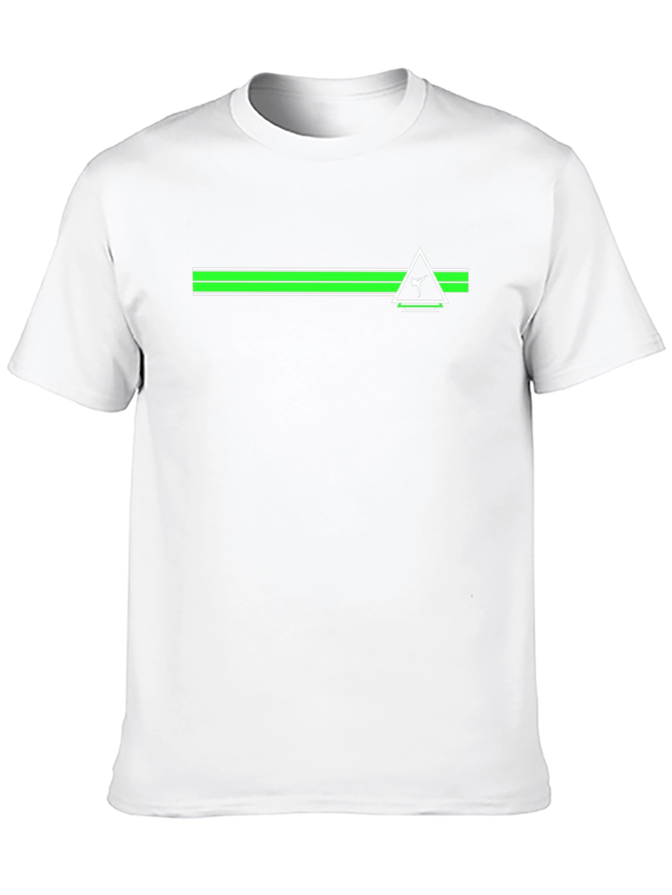 Black Tee with Green Stripe and Triangle Graphic