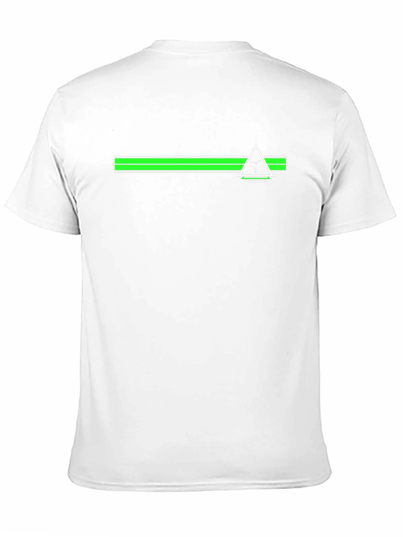 Black Tee with Green Stripe and Triangle Graphic