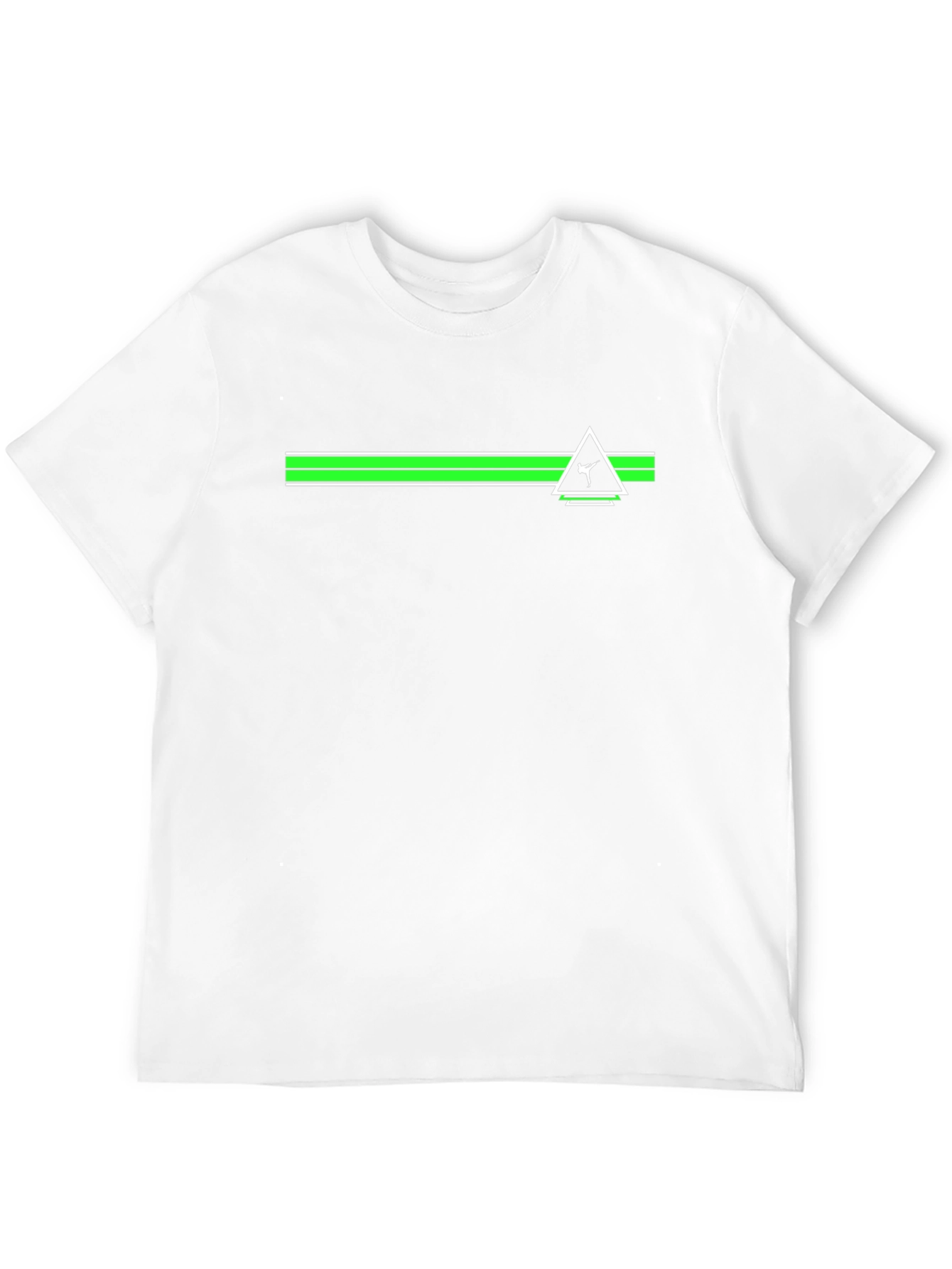 Black Tee with Green Stripe and Triangle Graphic
