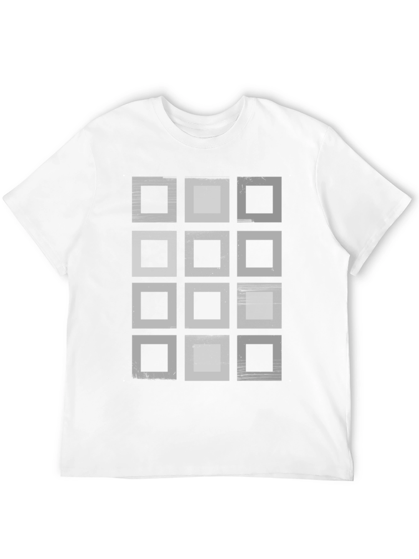 Abstract Geometric Squares Graphic Print Black T-Shirt