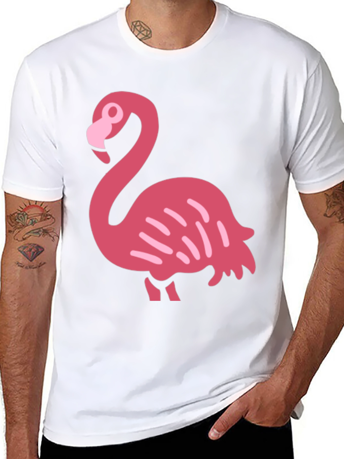 Fun Flamingo Graphic Tee - Black Cotton T-Shirt