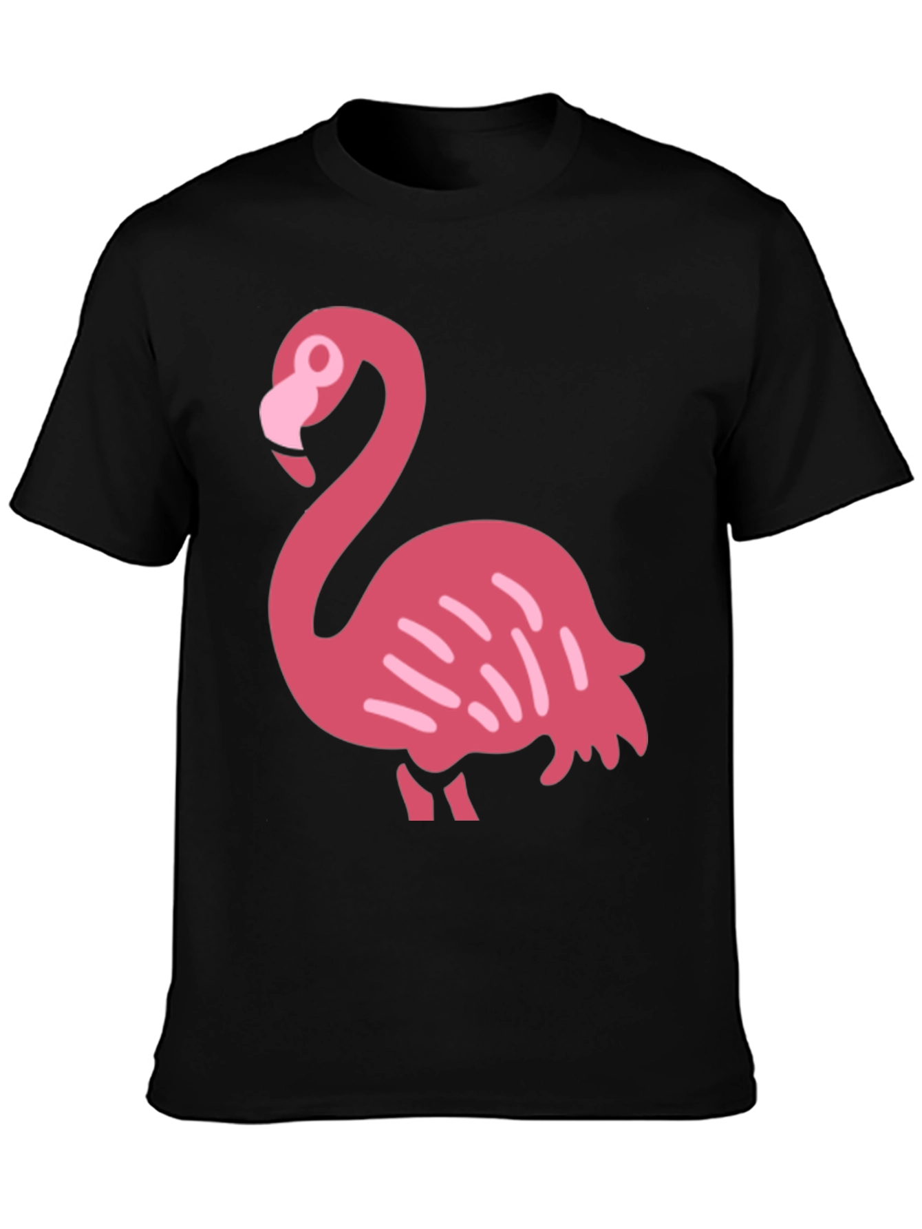 Fun Flamingo Graphic Tee - Black Cotton T-Shirt