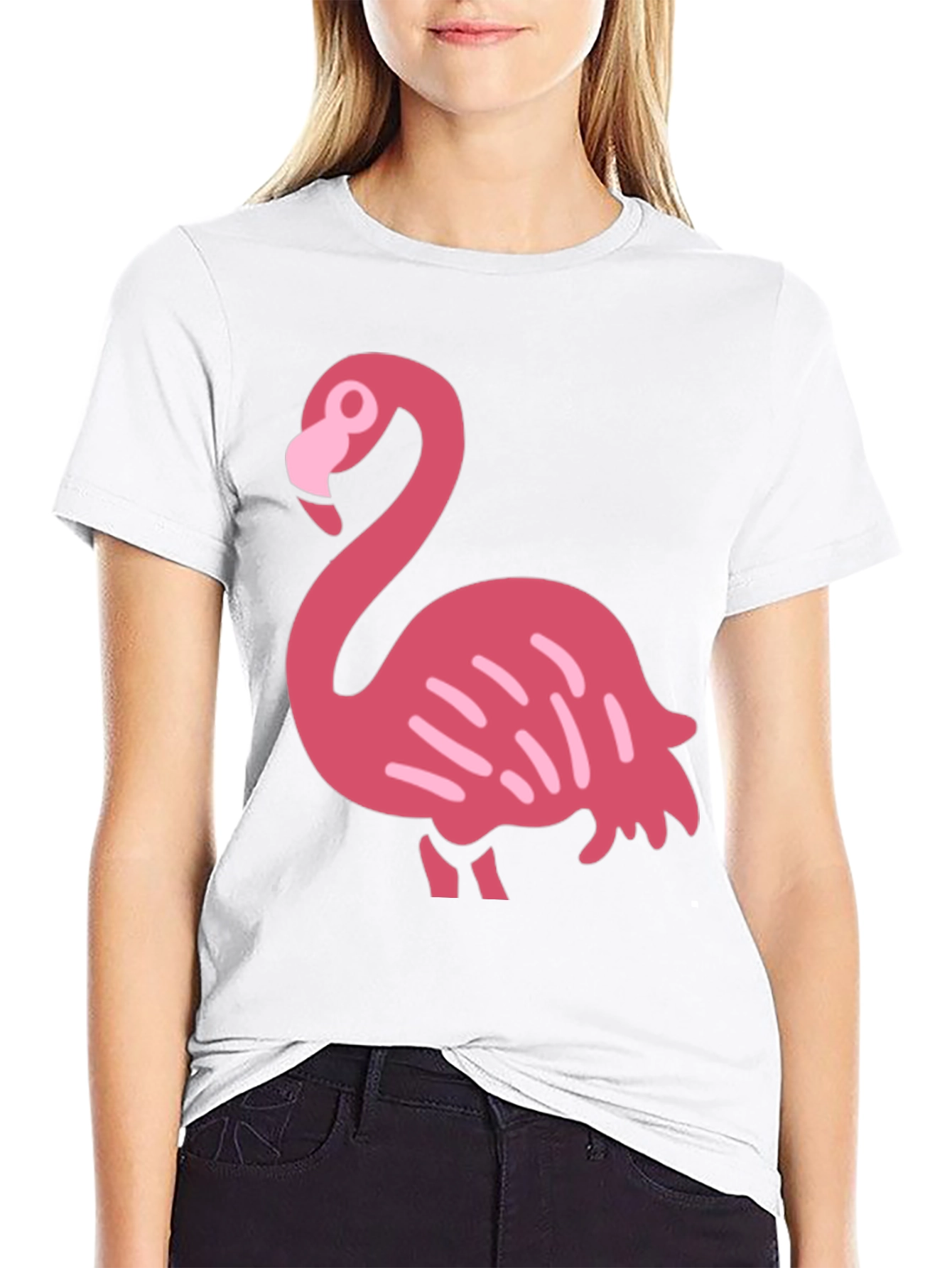 Fun Flamingo Graphic Tee - Black Cotton T-Shirt