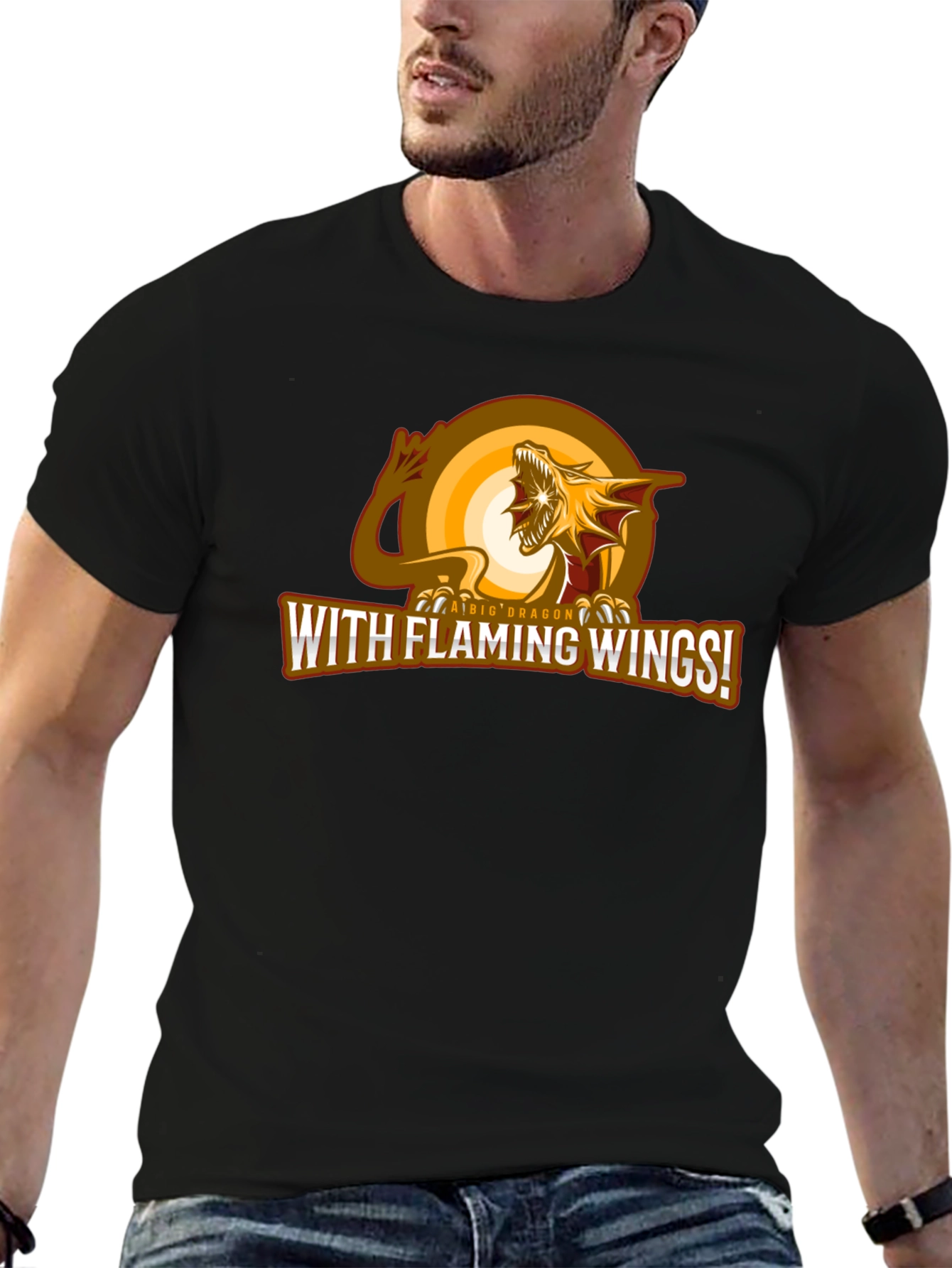 Epic Dragon With Flaming Wings! Graphic Tee