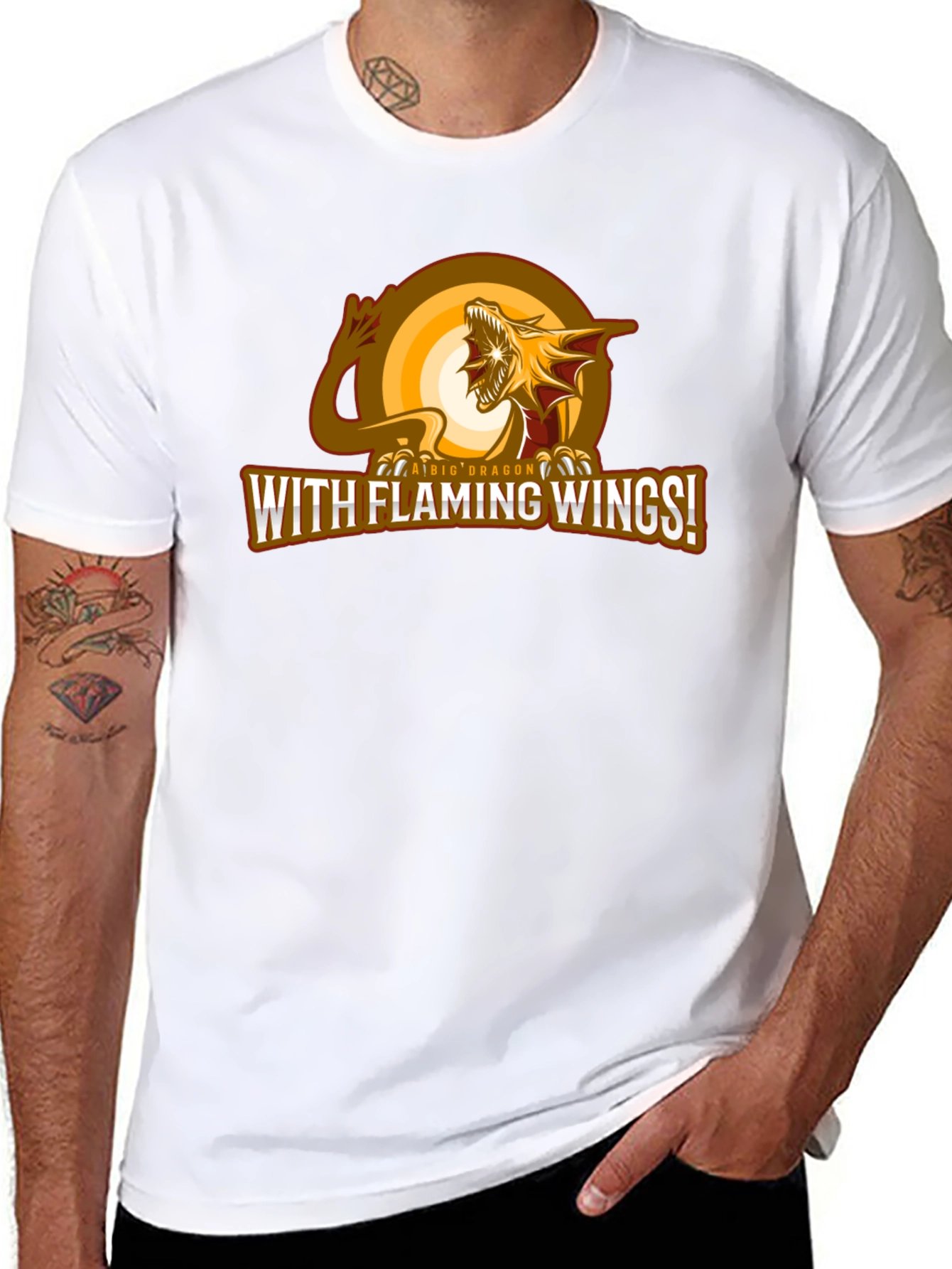 Epic Dragon With Flaming Wings! Graphic Tee